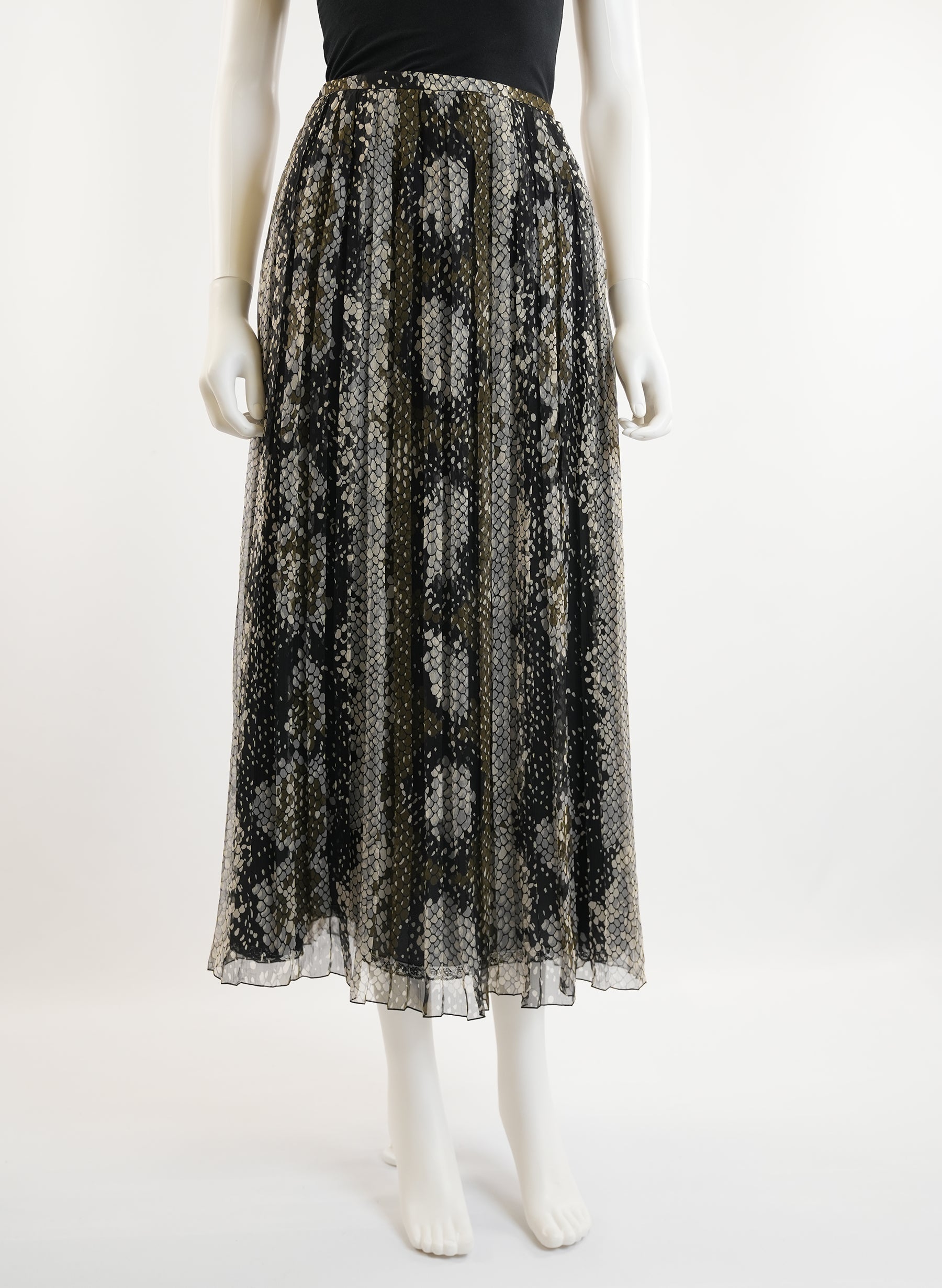Prada Pleated Scale Print Skirt
