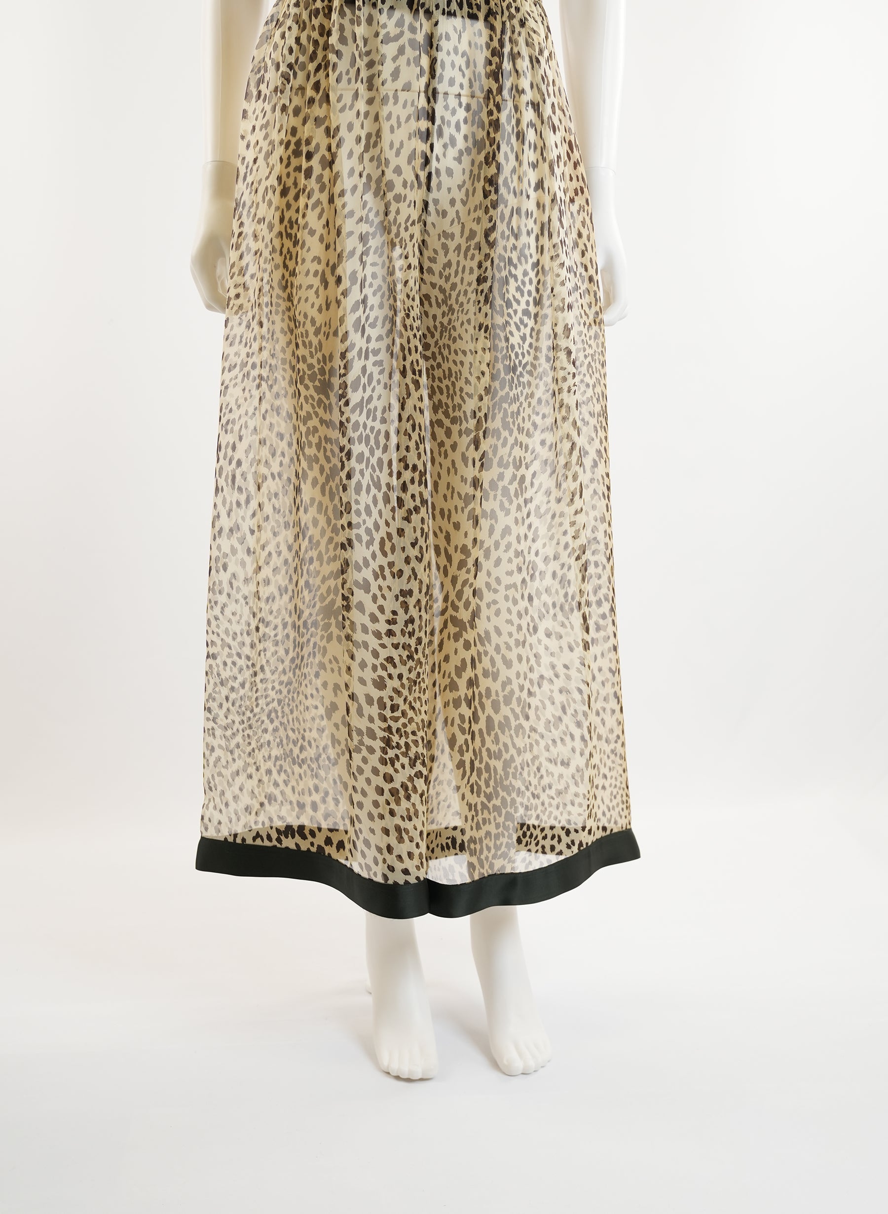 Valentino Wide Leg Leopard Print Trousers