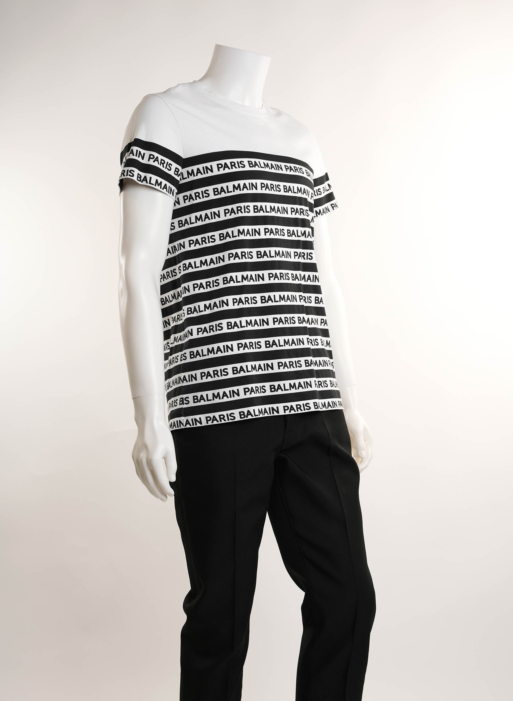 Balmain Logo Striped T-Shirt