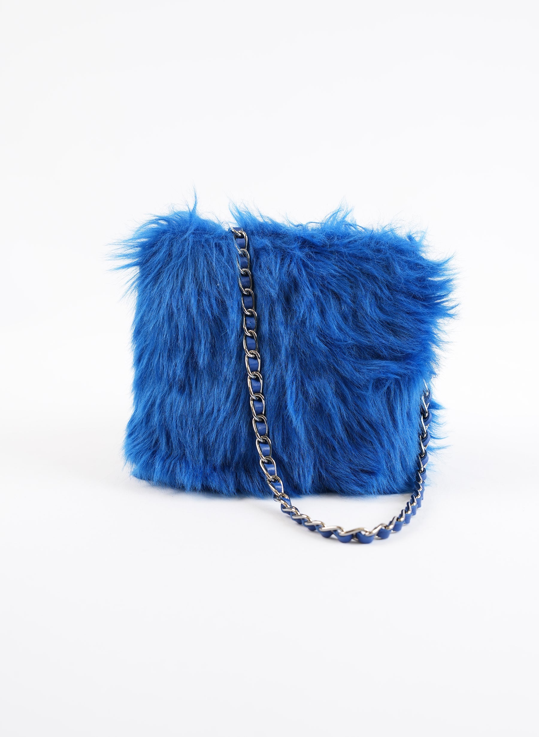 Prada Blue Fur Crossbody Bag
