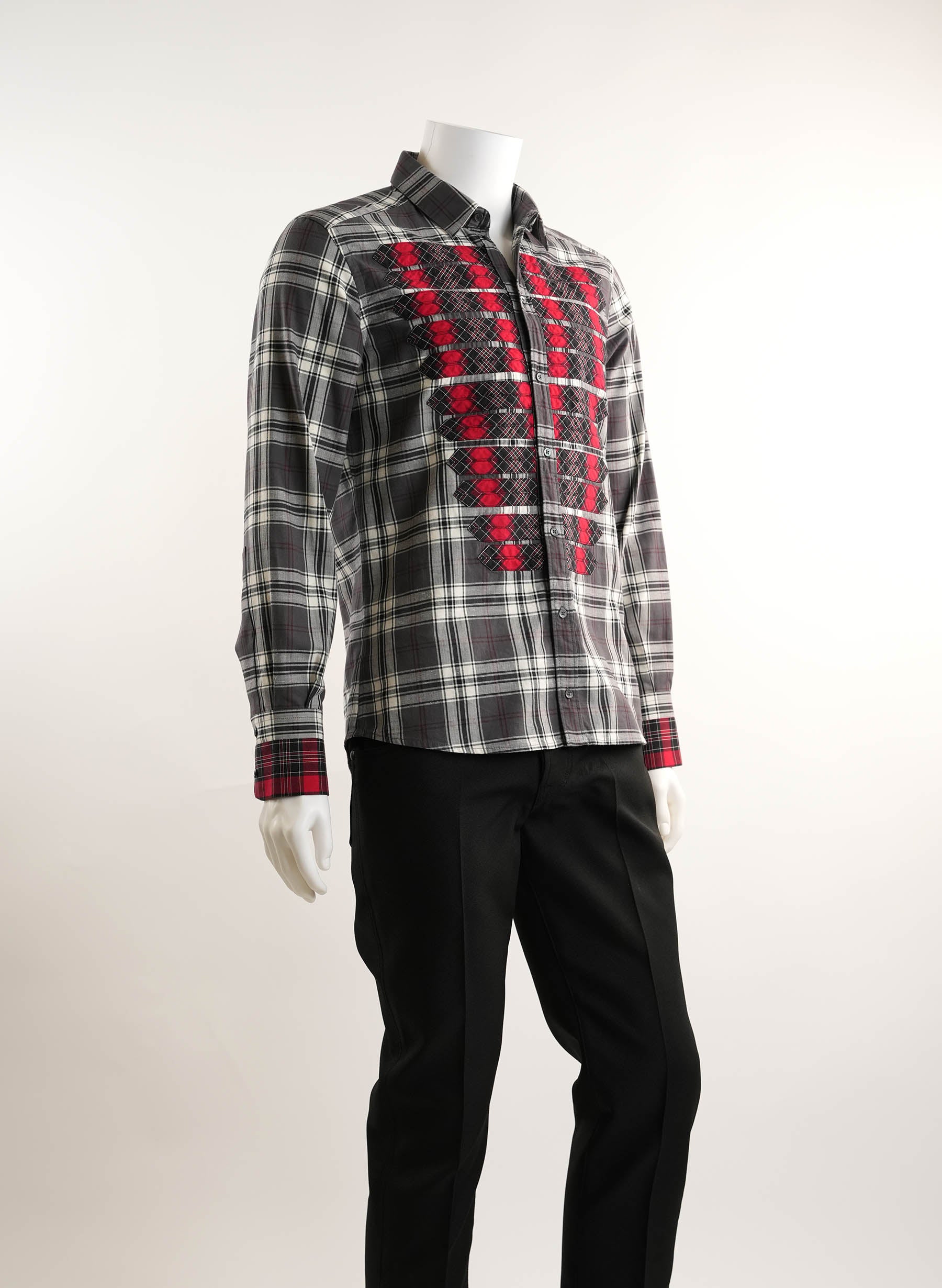 Dolce & Gabbana Mixed-Plaid Military Shirt