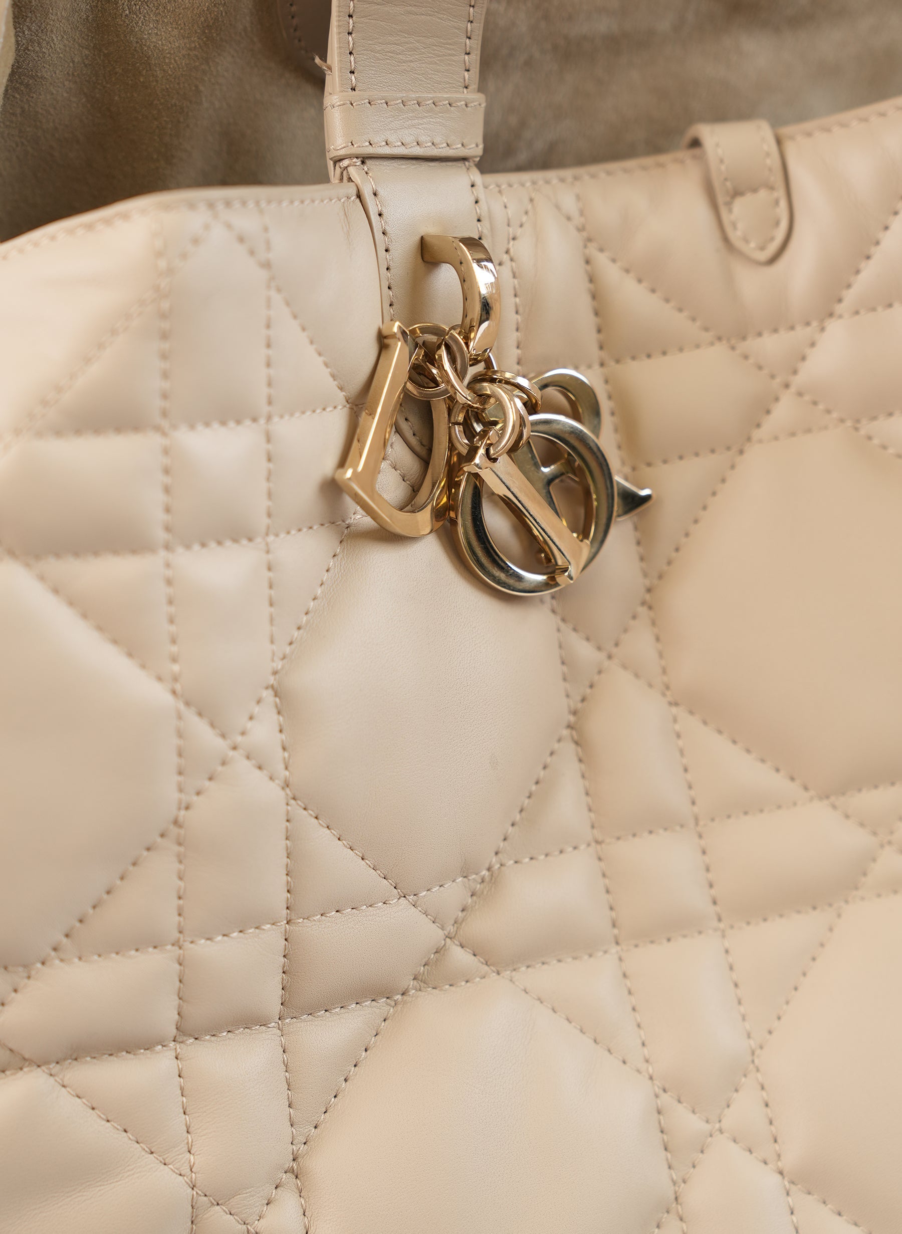 Christian Dior Toujours Powder Beige Macrocannage Bag