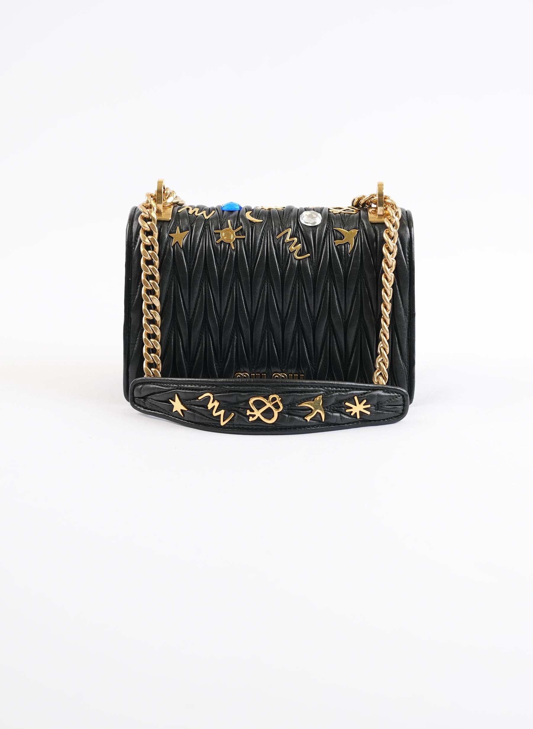 Miu Miu Embellished Leather Crossbody Bag