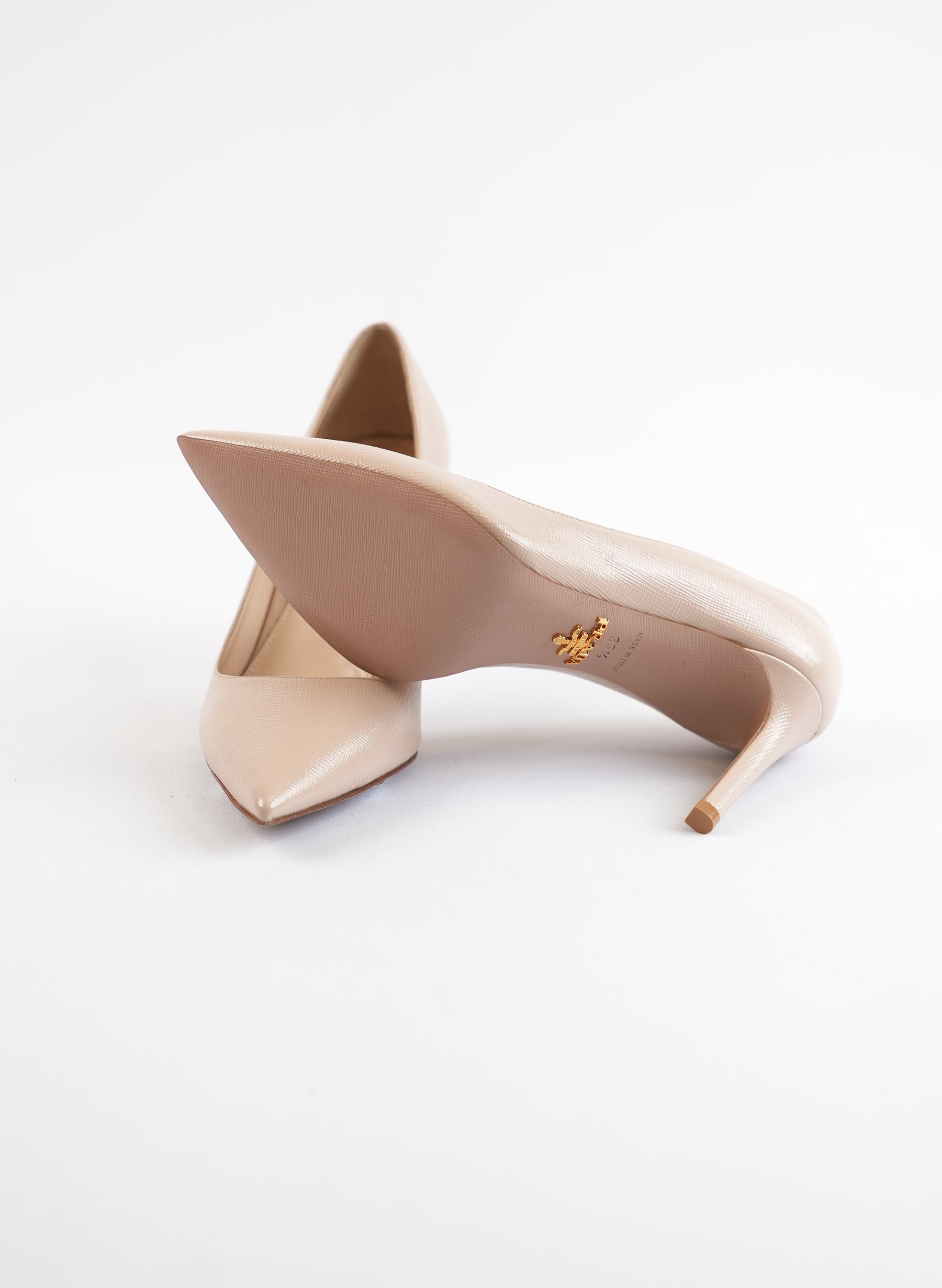Prada Saffiano Patent Pumps