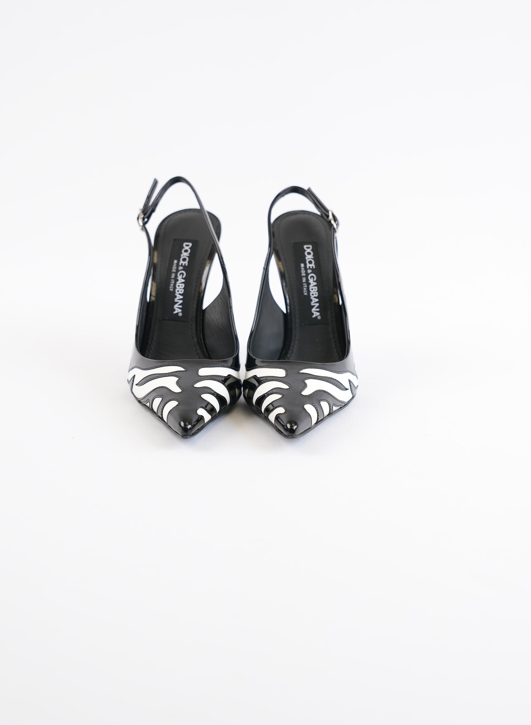 Dolce & Gabbana Black Zebra Slingback 105mm Pumps