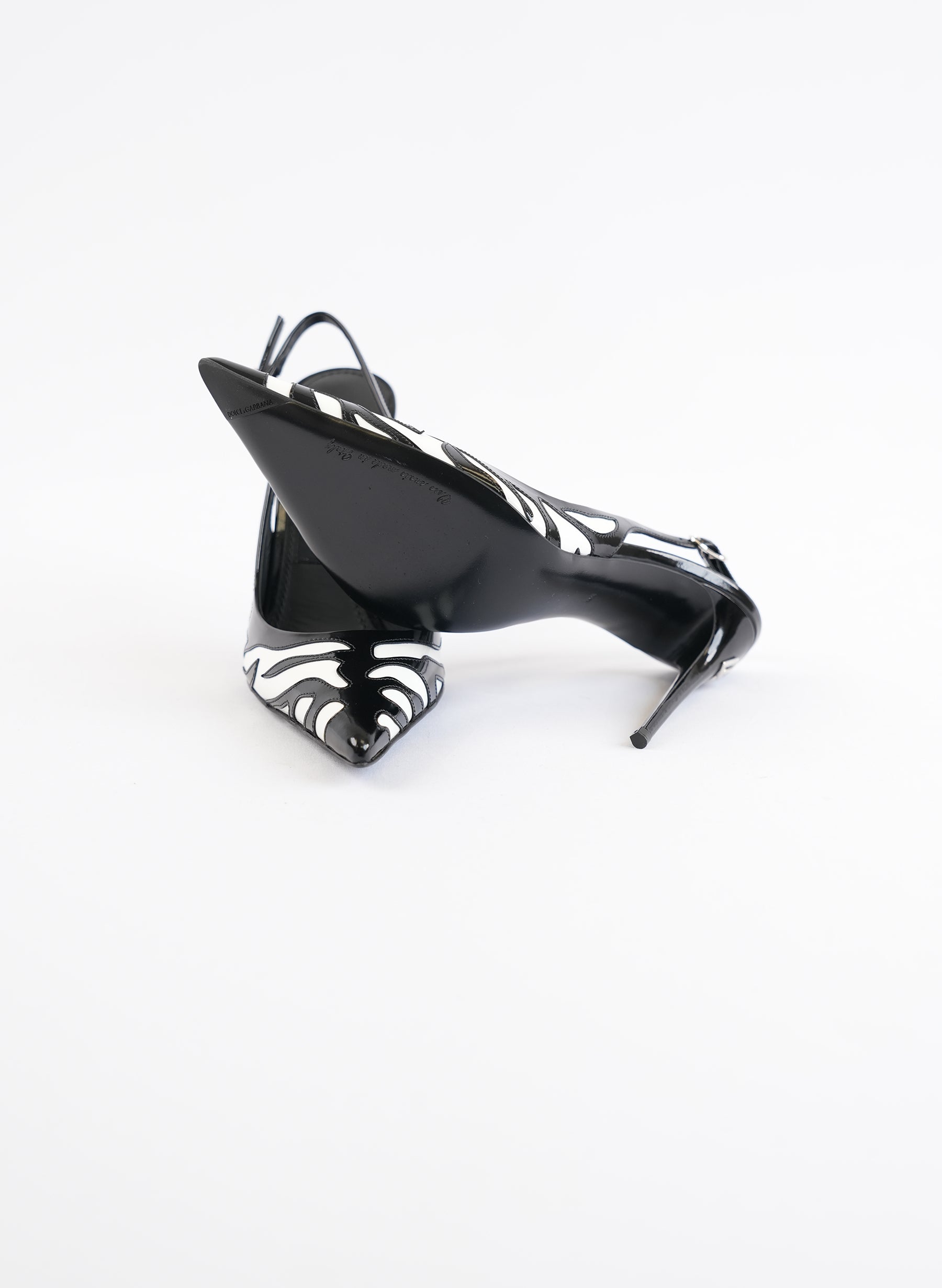 Dolce & Gabbana Black Zebra Slingback 105mm Pumps