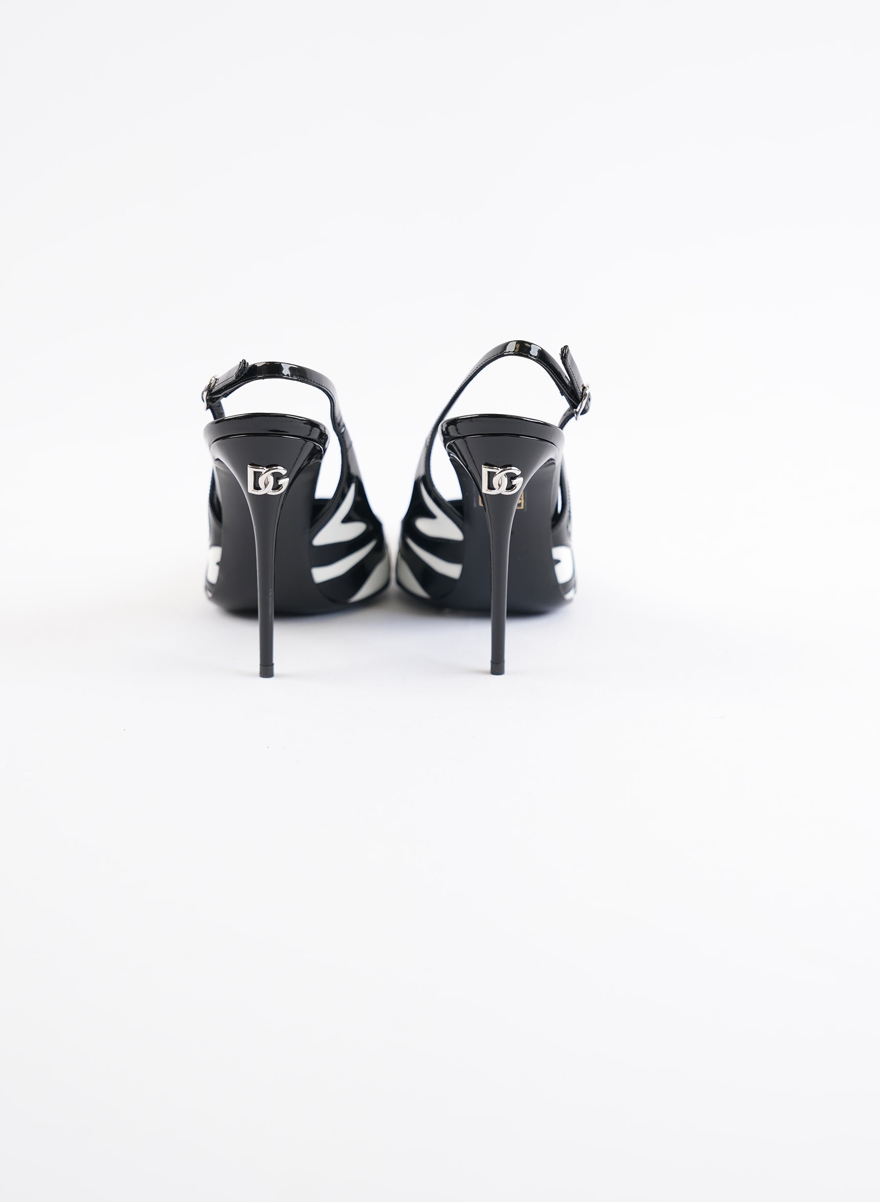 Dolce & Gabbana Black Zebra Slingback 105mm Pumps