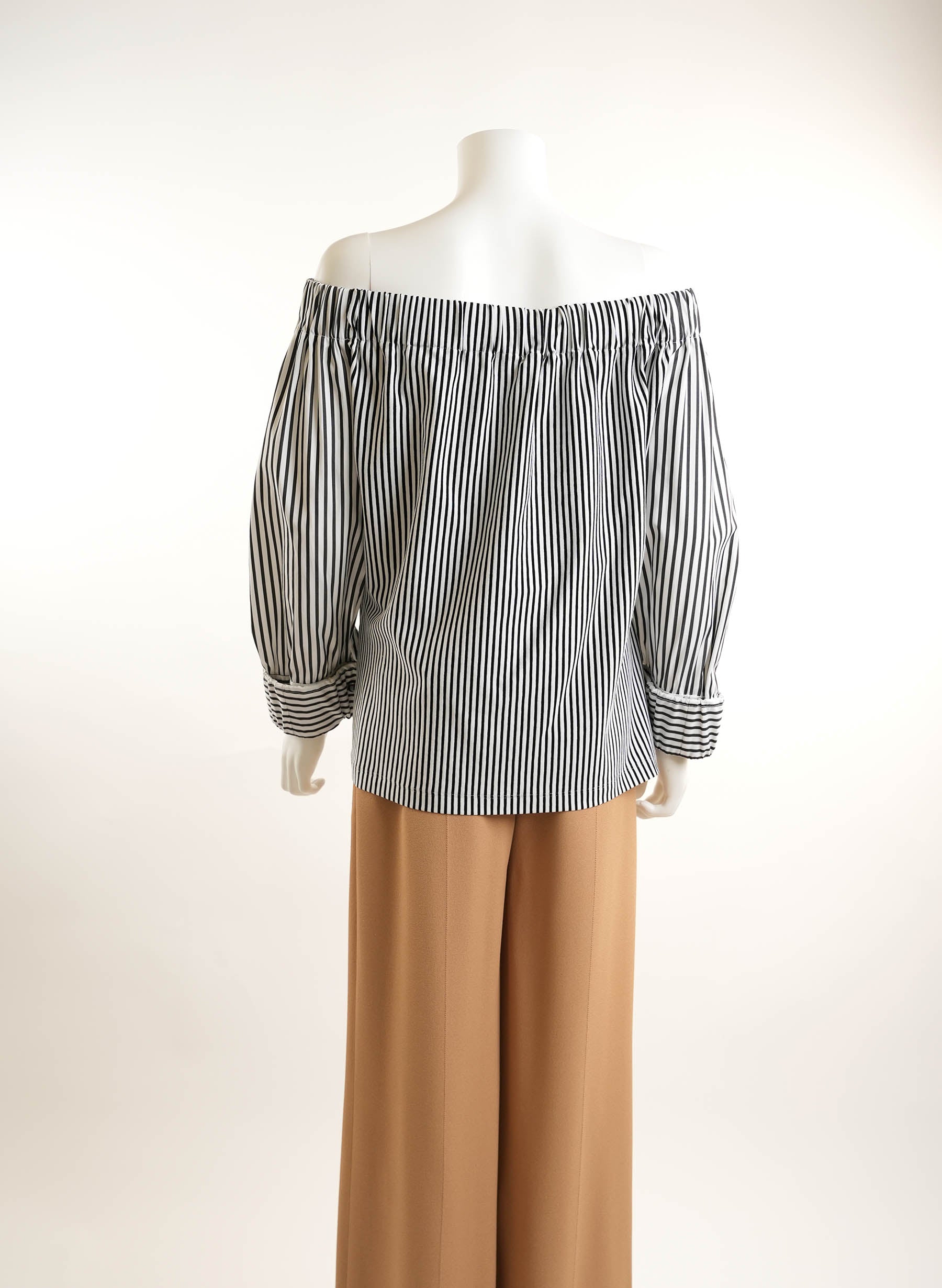 Max Mara Seggio Cotton Off-The-Shoulder Striped Blouse