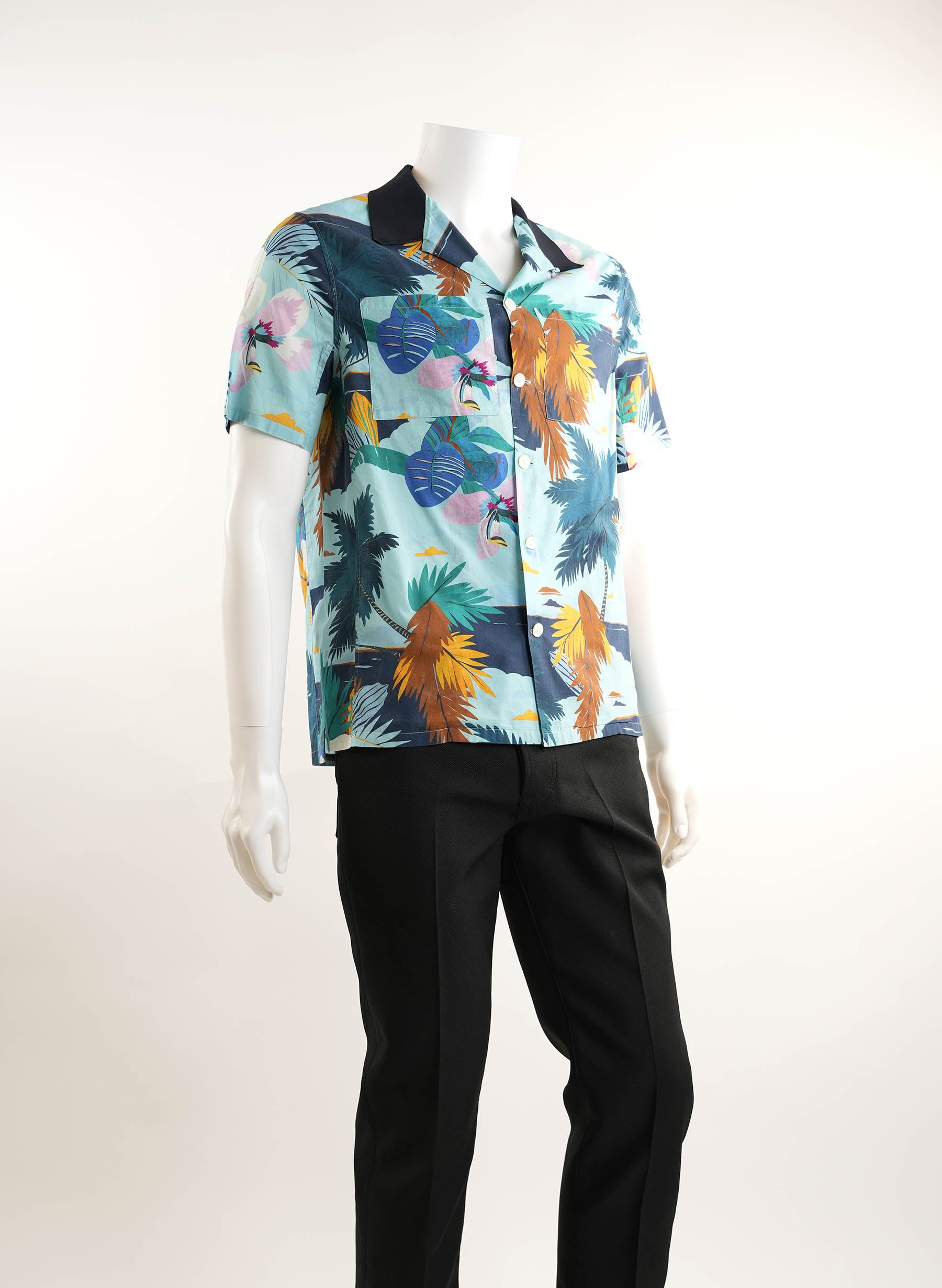 Valentino Camp Collar Printed Cotton Shirt