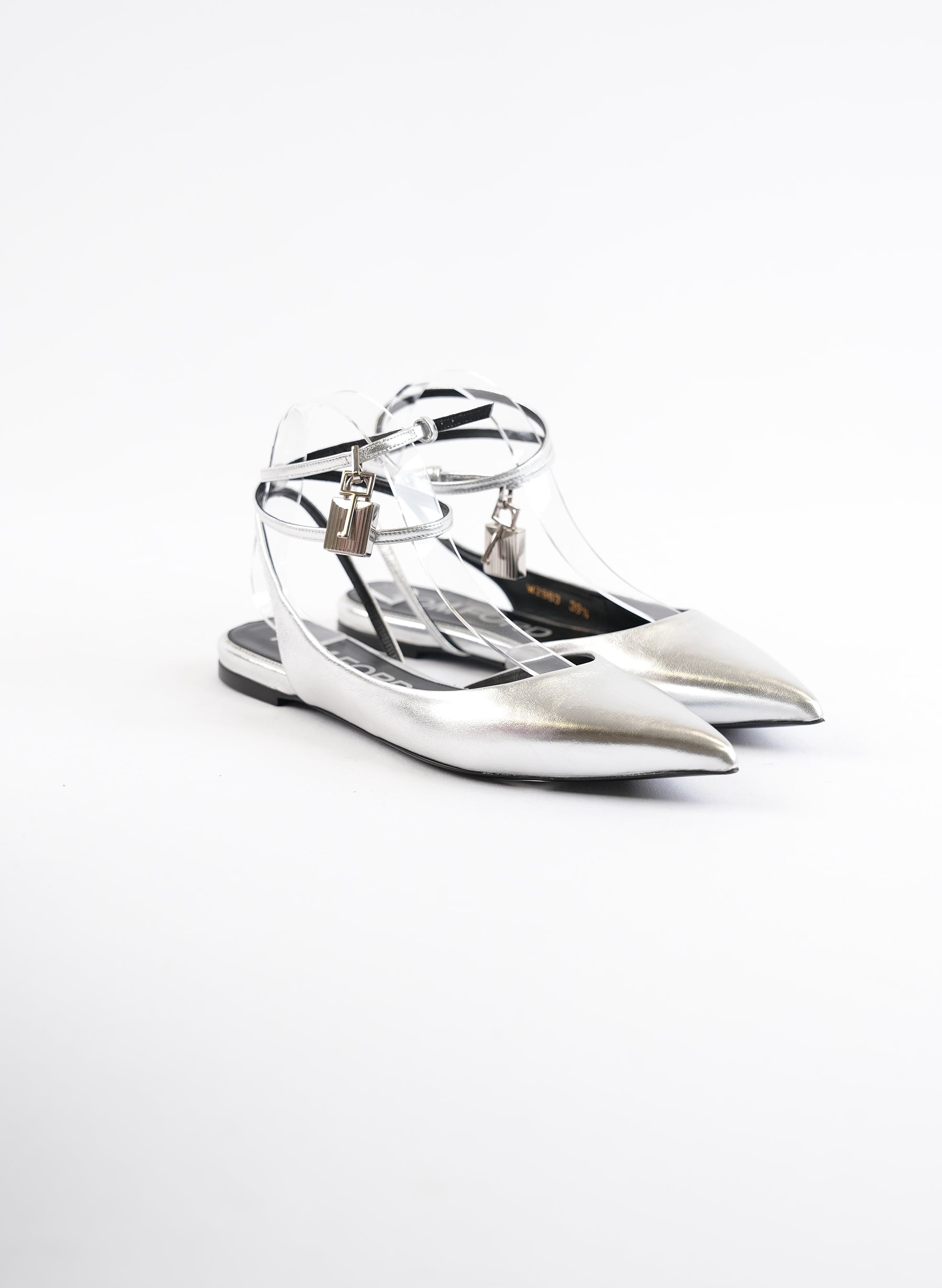 Tom Ford Padlock Charm Metallic Flats