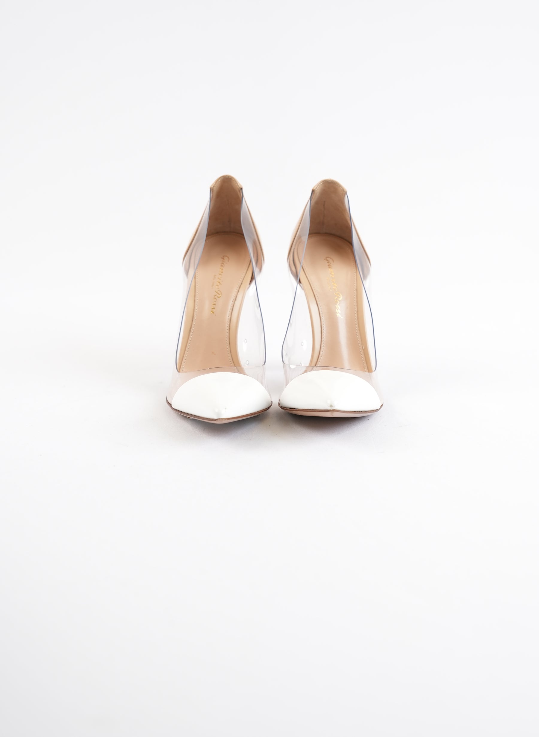 Gianvito Rossi Ivory Patent Leather Clear Heels