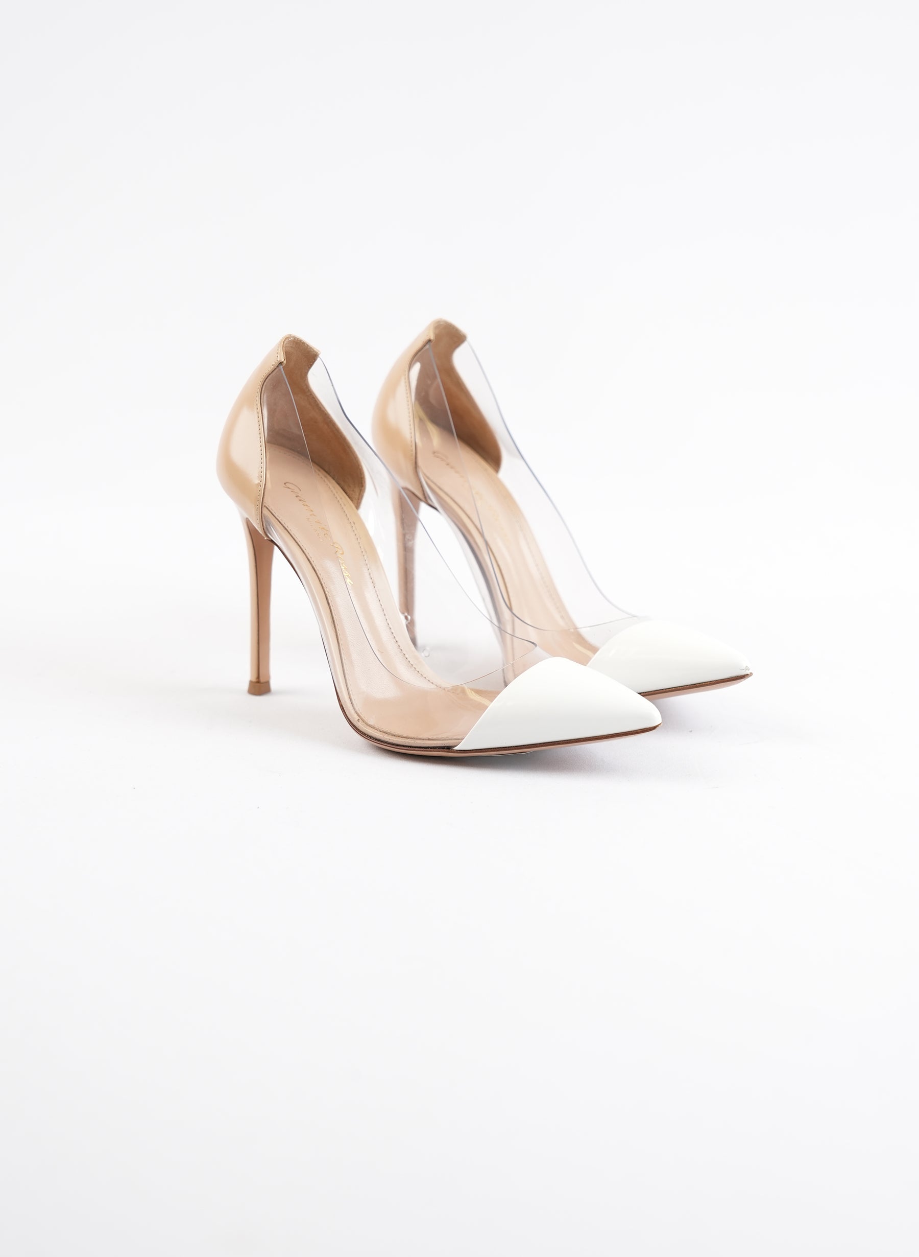 Gianvito Rossi Ivory Patent Leather Clear Heels