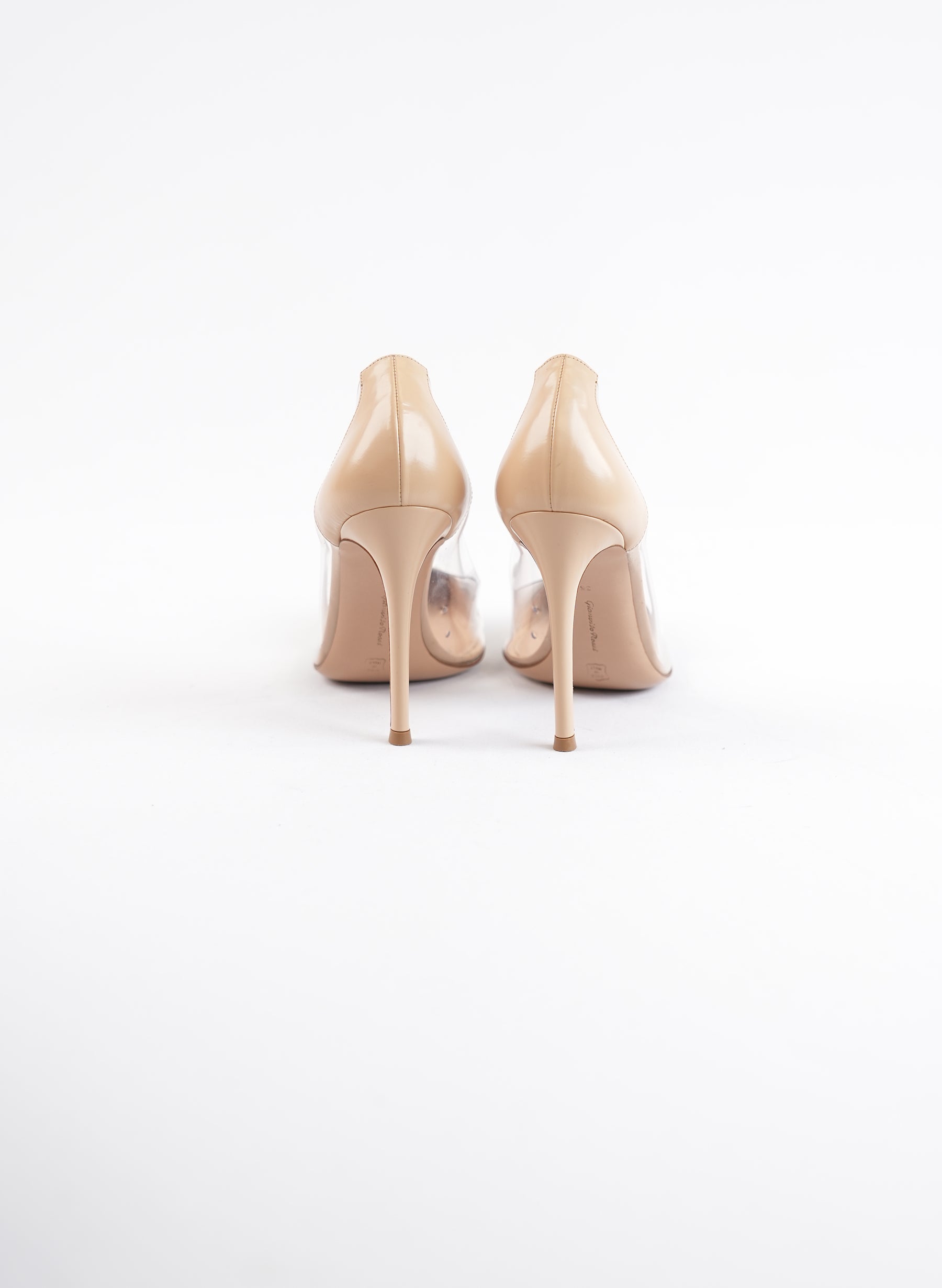 Gianvito Rossi Ivory Patent Leather Clear Heels