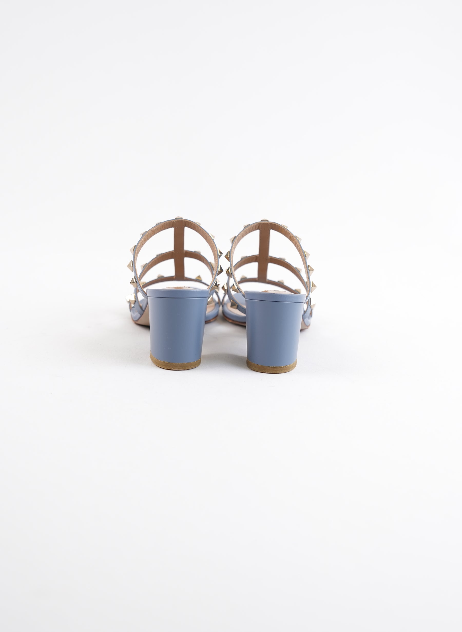 Valentino Blue Rockstud Block Heel Sandals