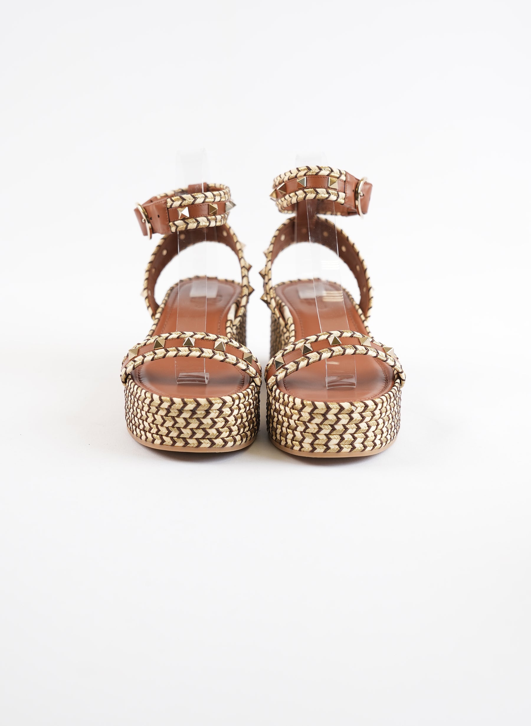 Valentino Rockstud Accents Jute Sandals
