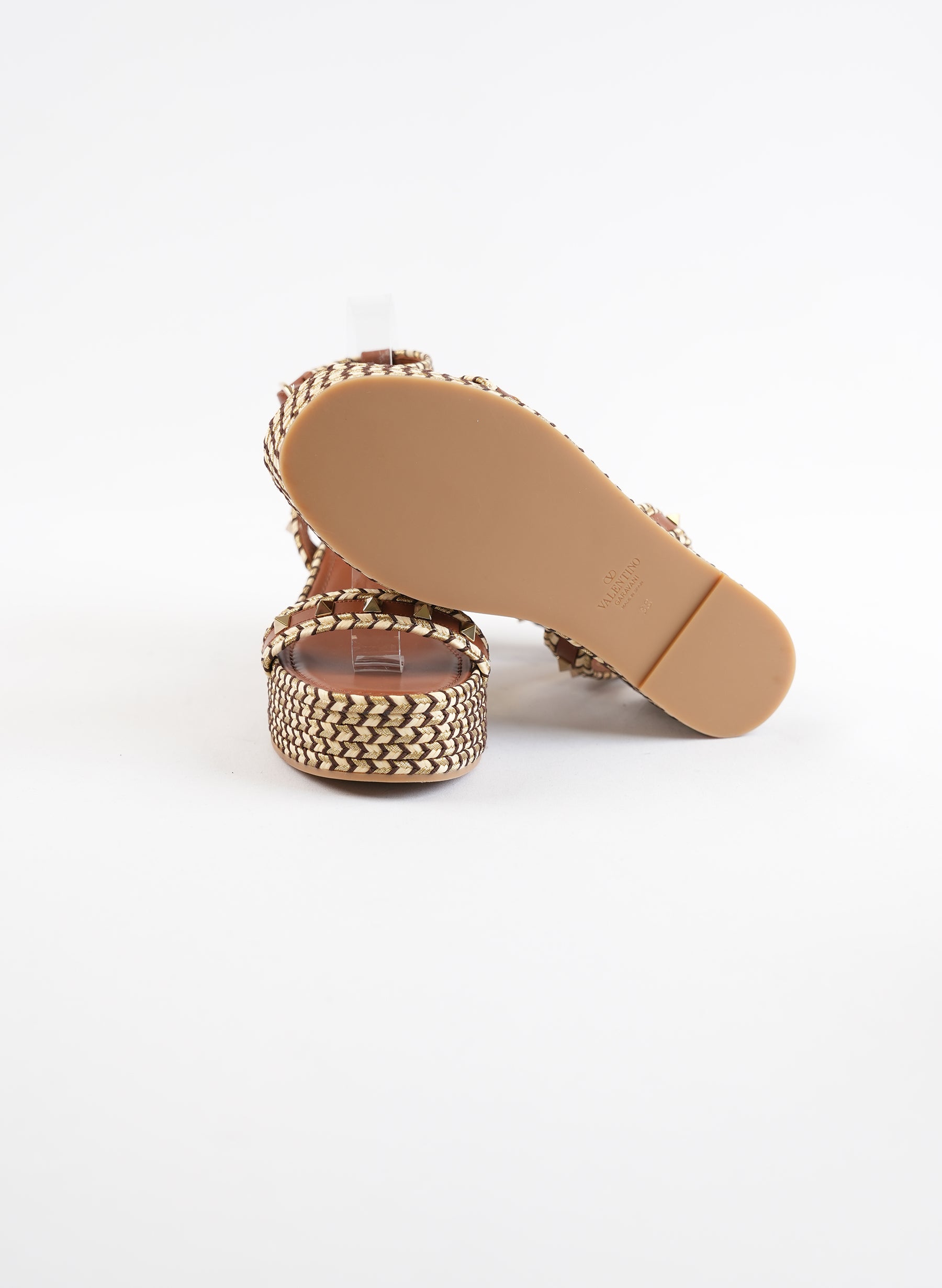 Valentino Rockstud Accents Jute Sandals