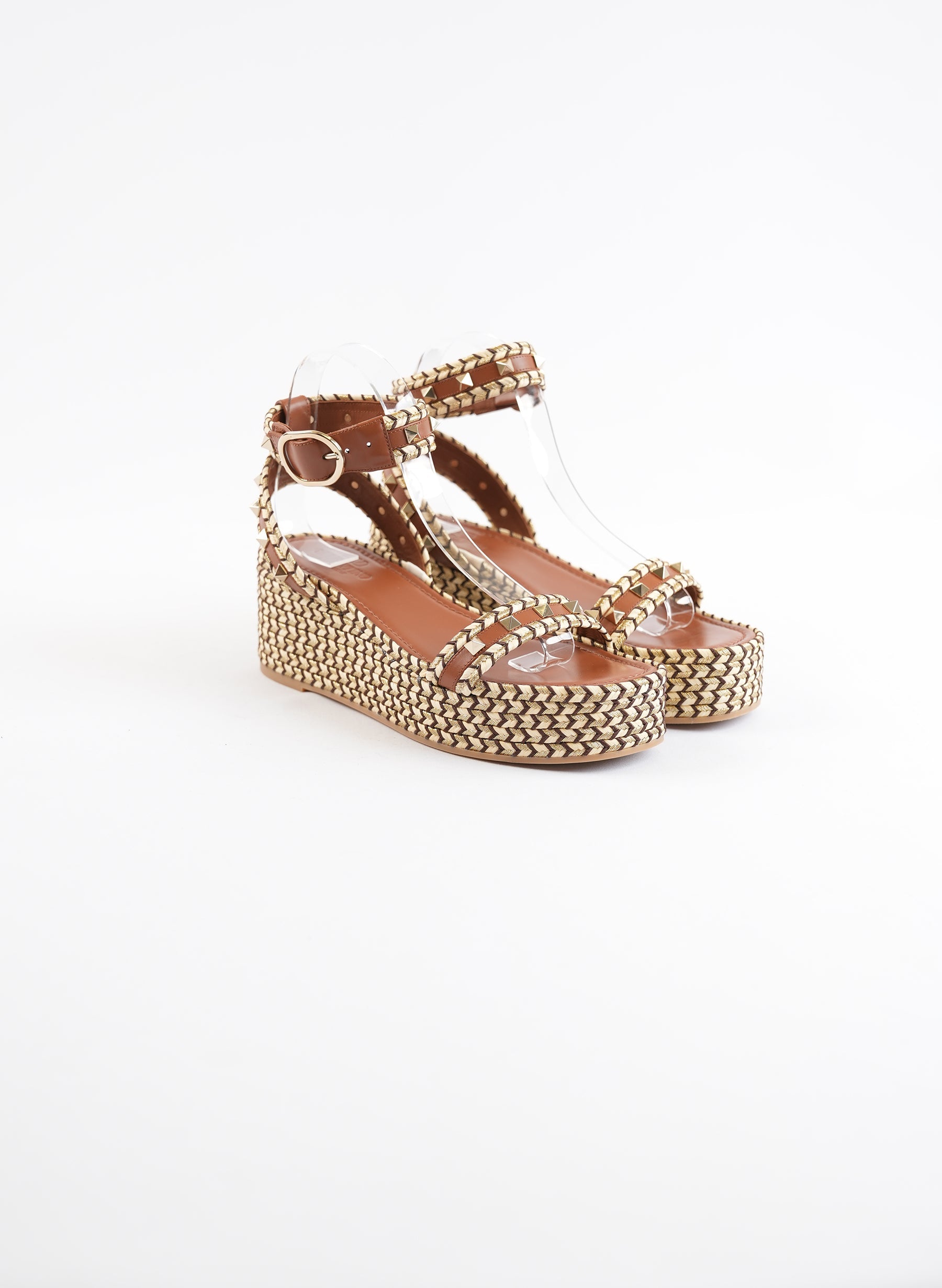 Valentino Rockstud Accents Jute Sandals