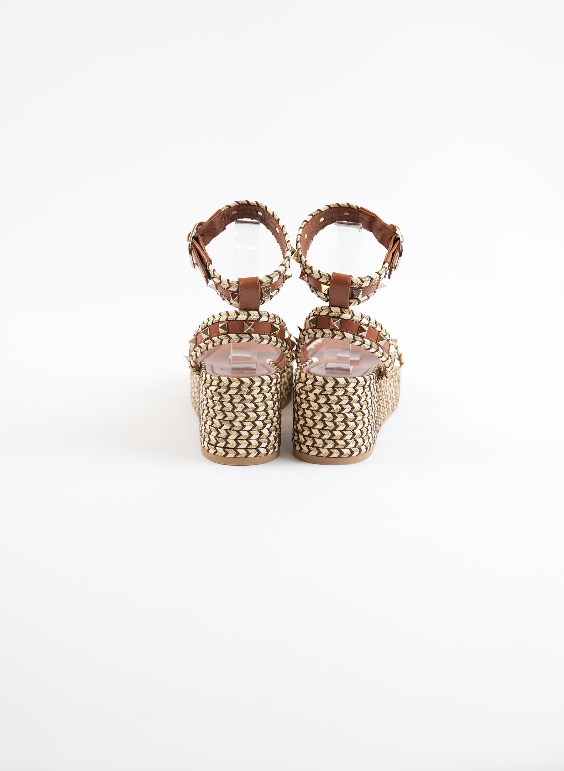Valentino Rockstud Accents Jute Sandals