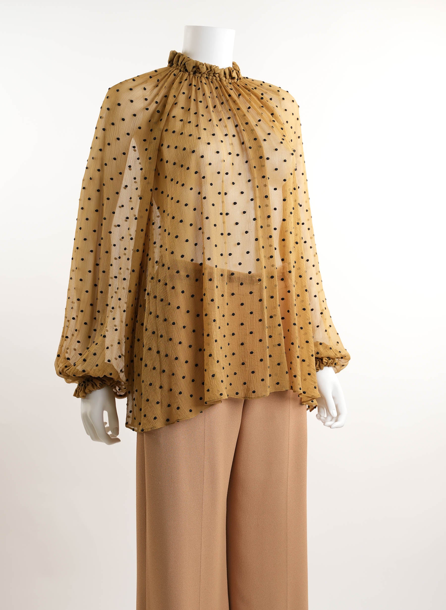 Zimmermann Gathered Swiss-Dot Silk-Crepon Blouse