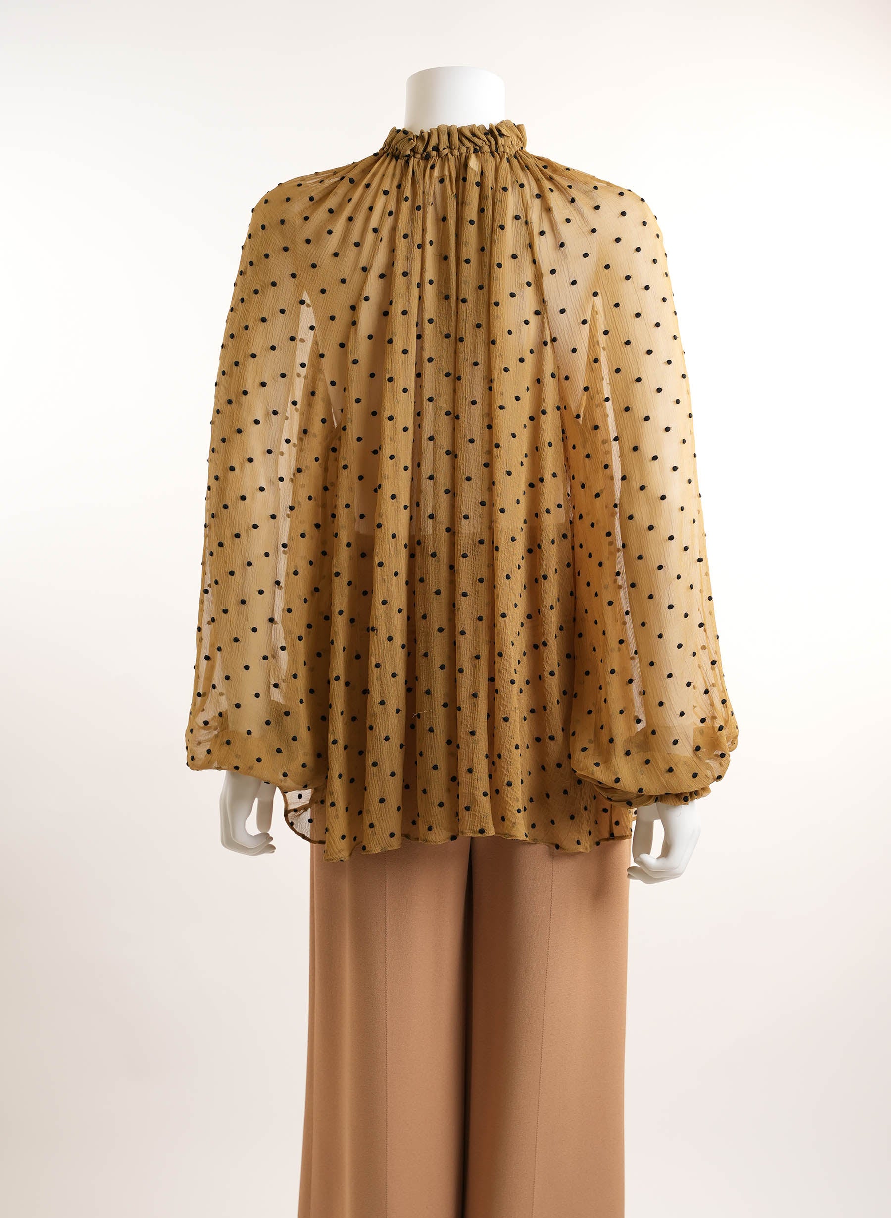 Zimmermann Gathered Swiss-Dot Silk-Crepon Blouse