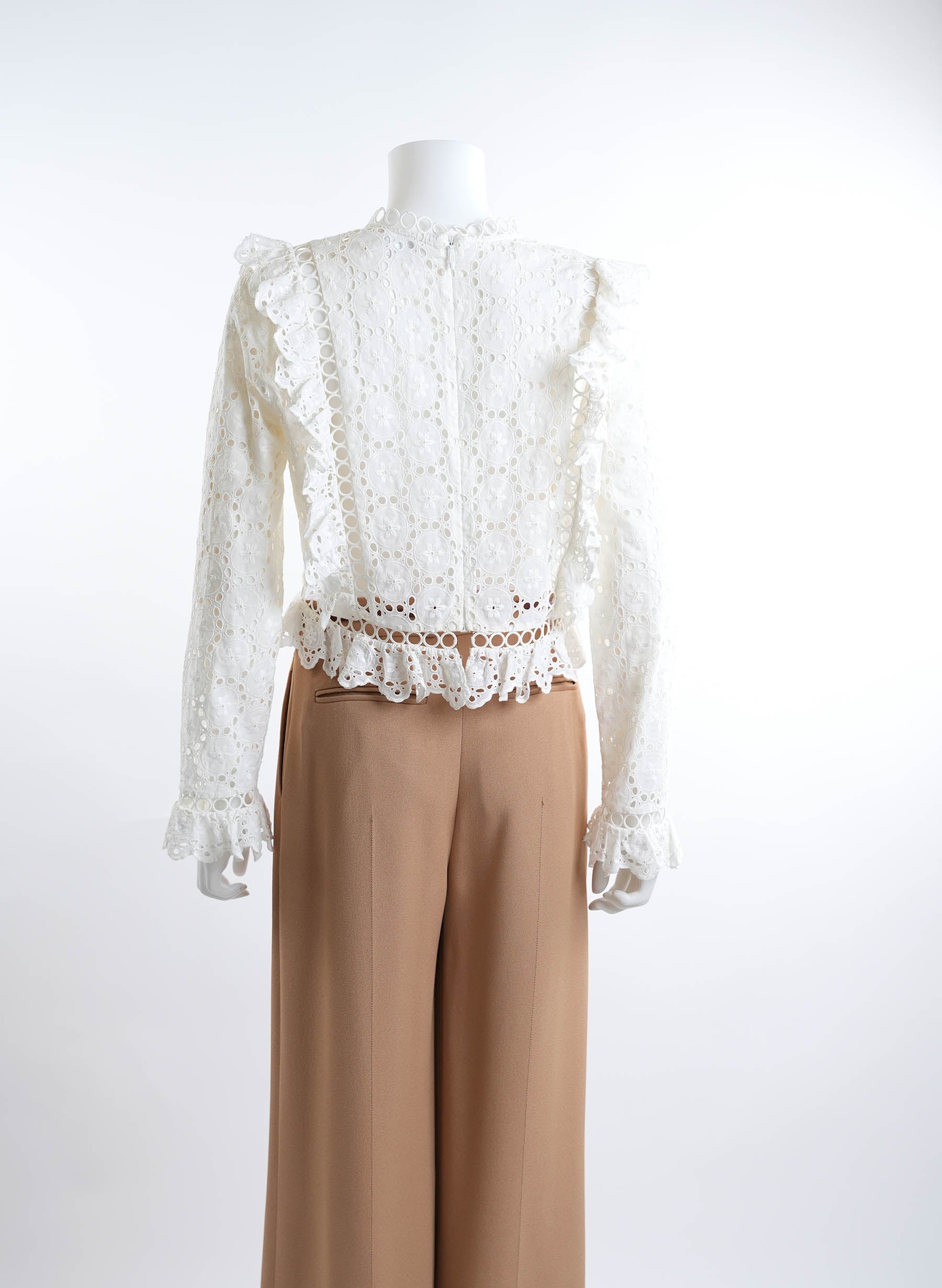 Zimmermann Lace Pattern Mock Neck Crop Top