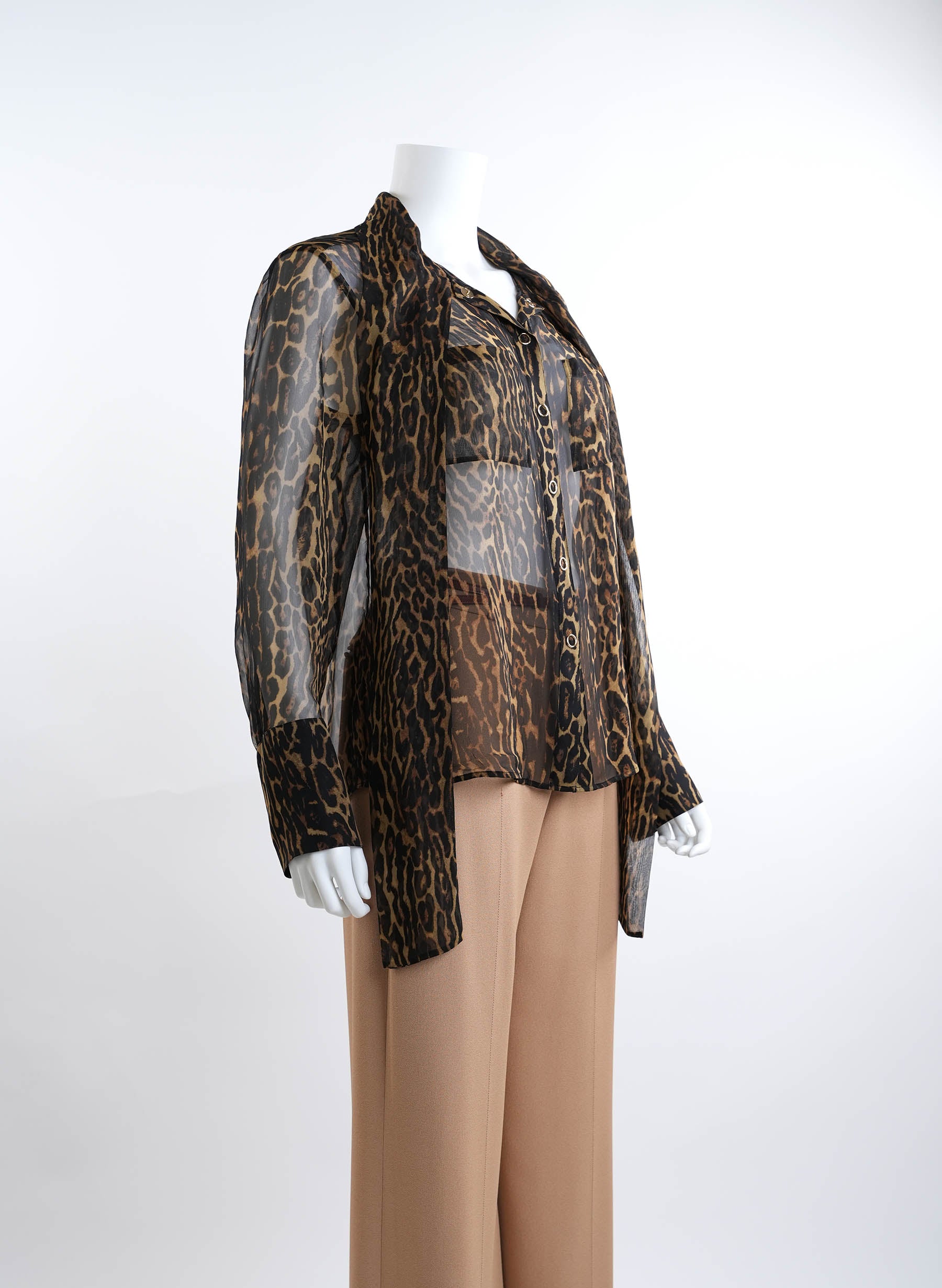 Burberry Lavaliere Blouse in Leopard Print Silk