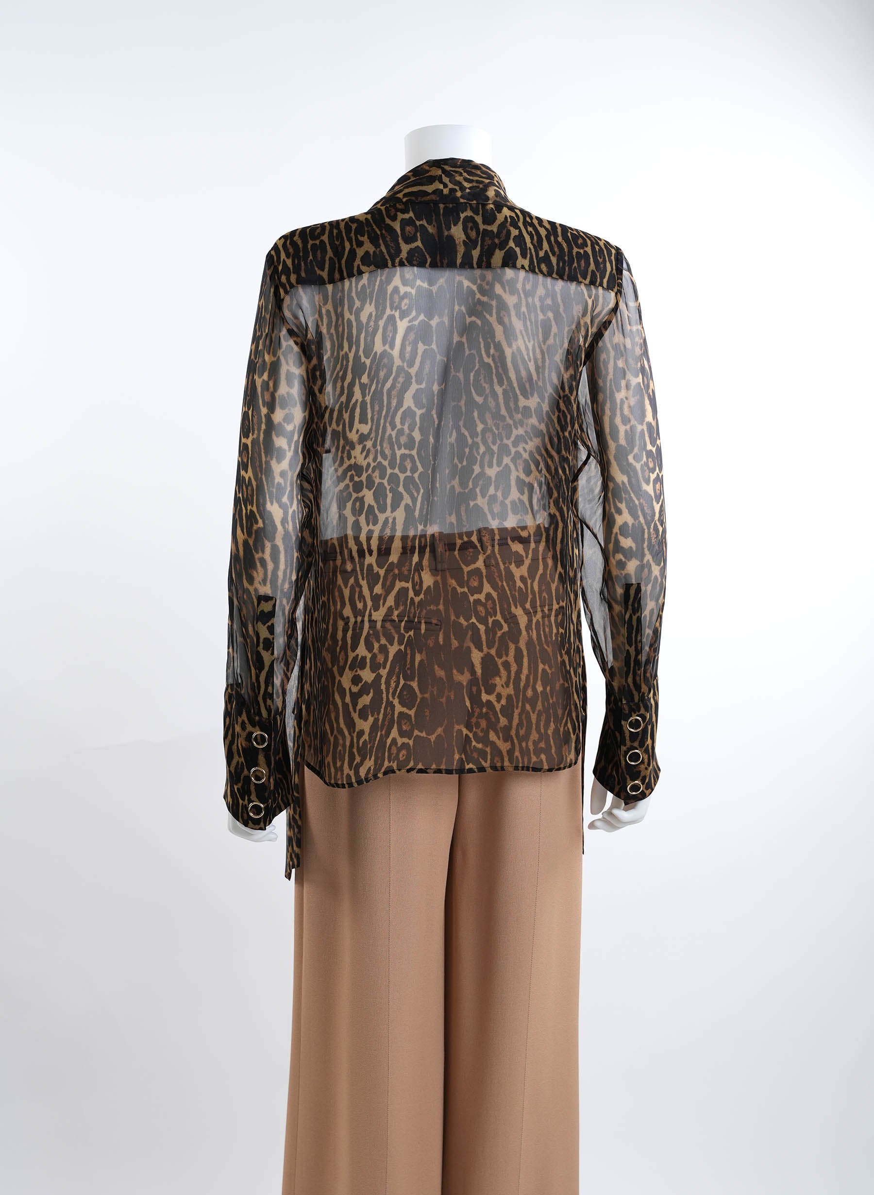 Burberry Lavaliere Blouse in Leopard Print Silk