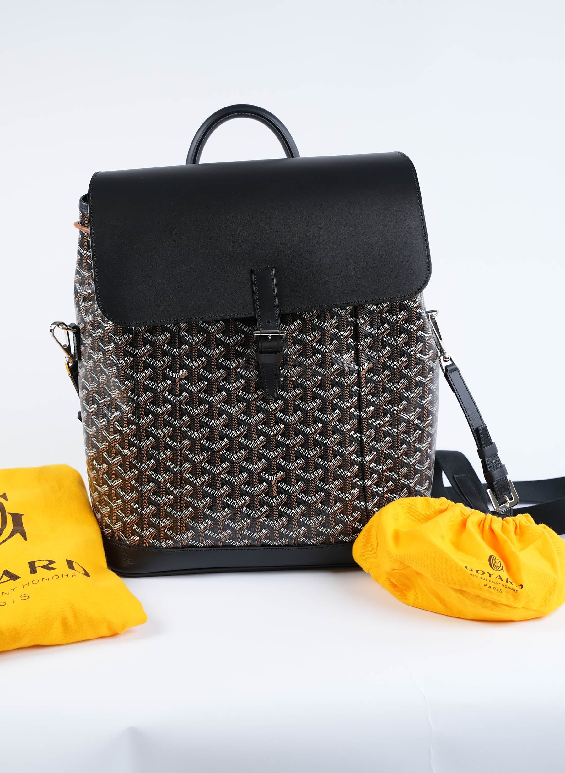 Goyard Goyardine Calfskin Alpin MM Backpack Black