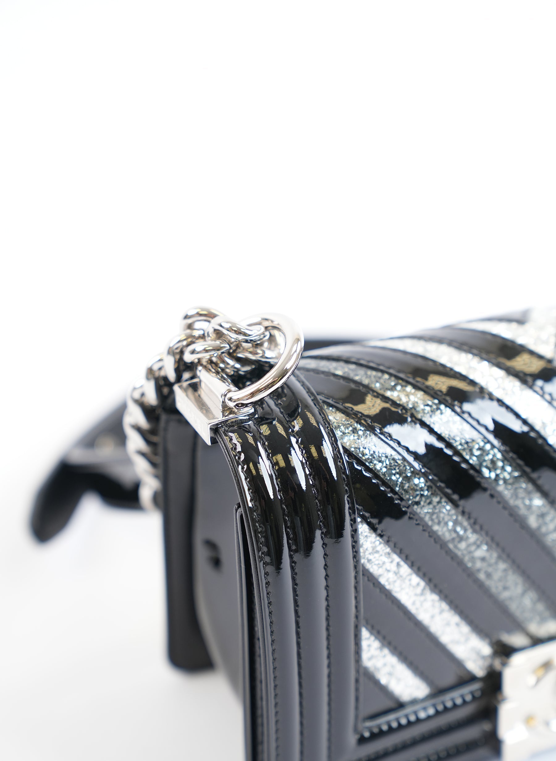 Chanel Patent Glitter Chevron Bag