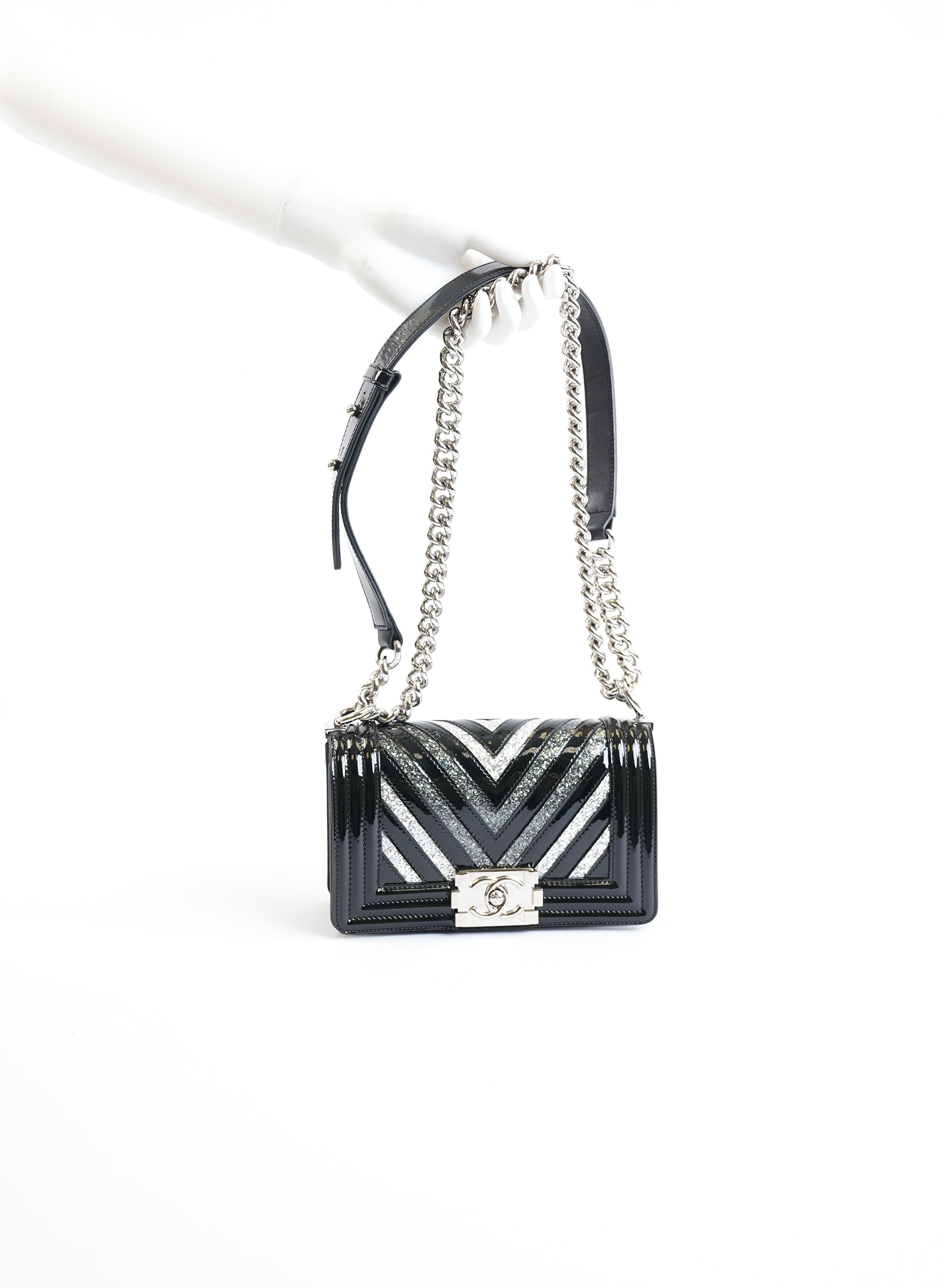 Chanel Patent Glitter Chevron Bag