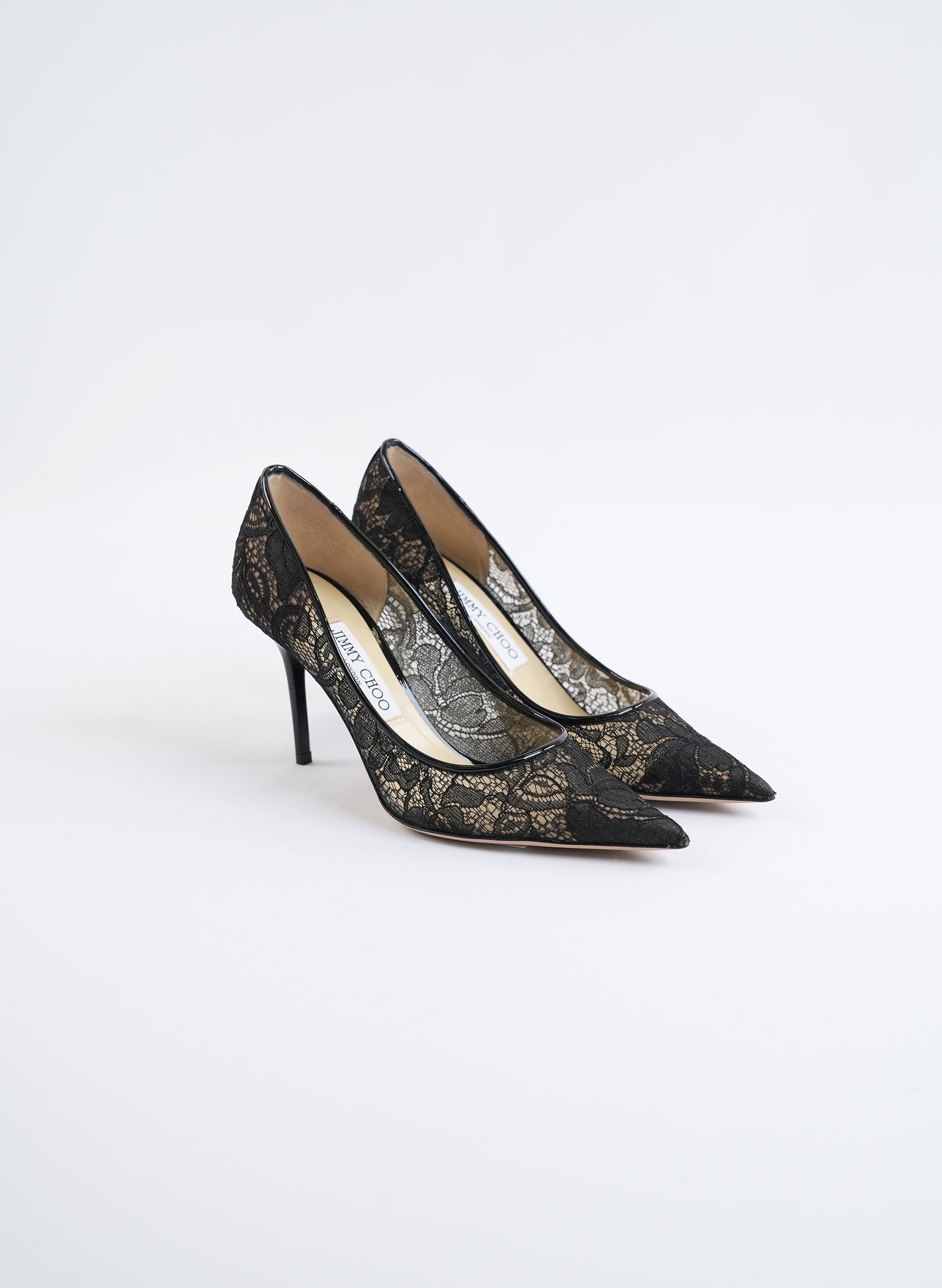 Jimmy Choo Black Lace Pointy Toe Pumps