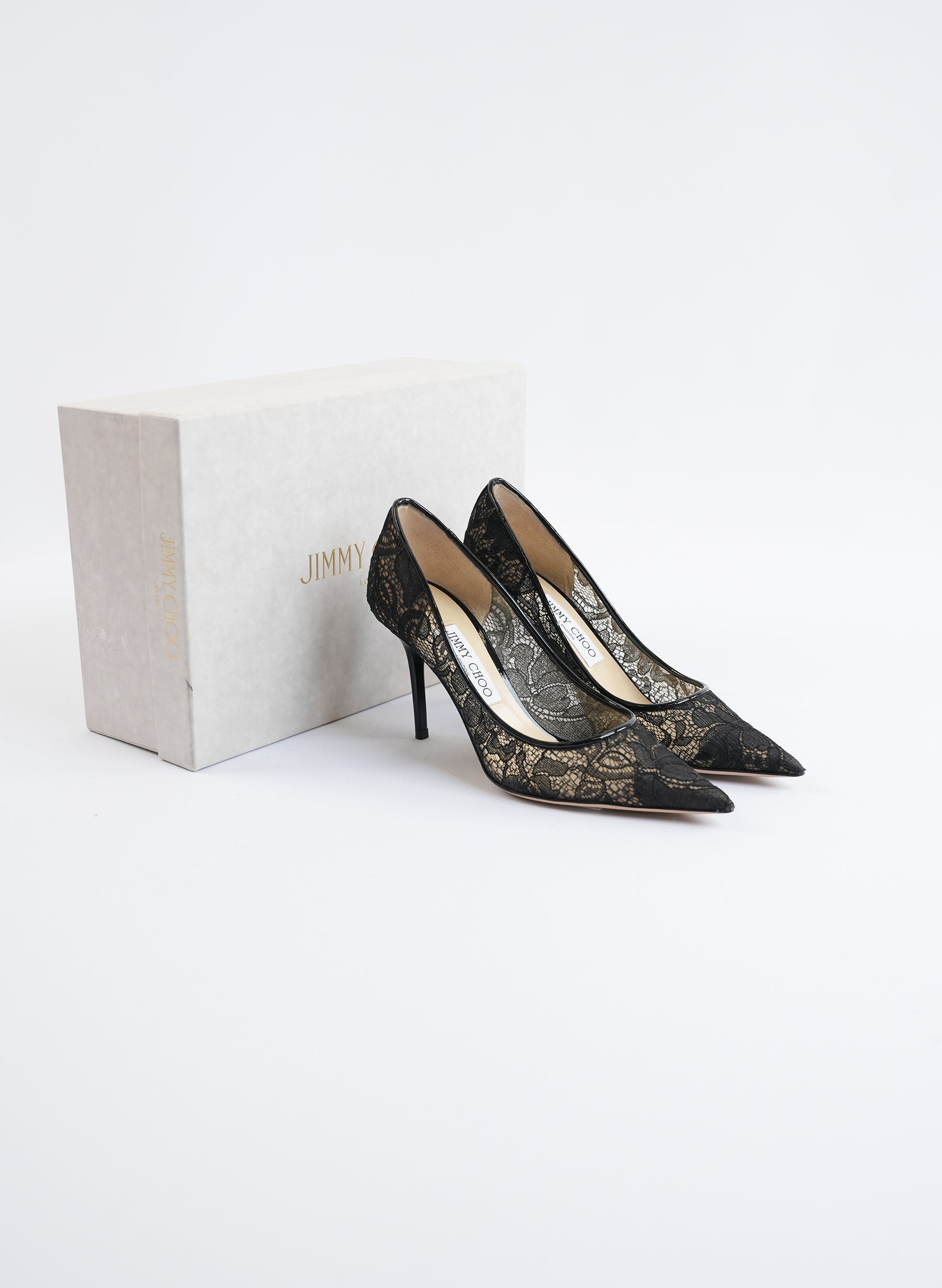 Jimmy Choo Black Lace Pointy Toe Pumps