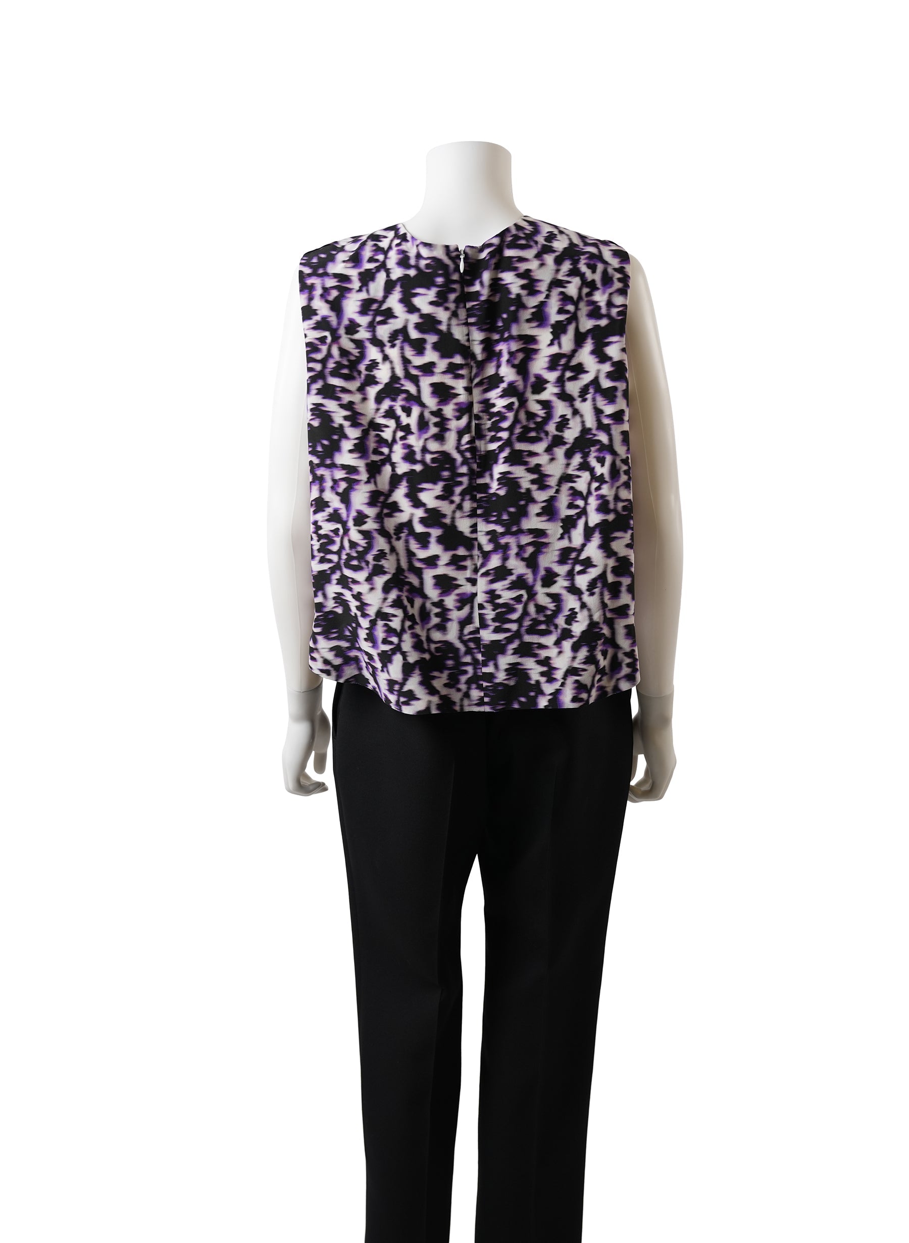 Balenciaga Paris Sleeveless Print Blouse