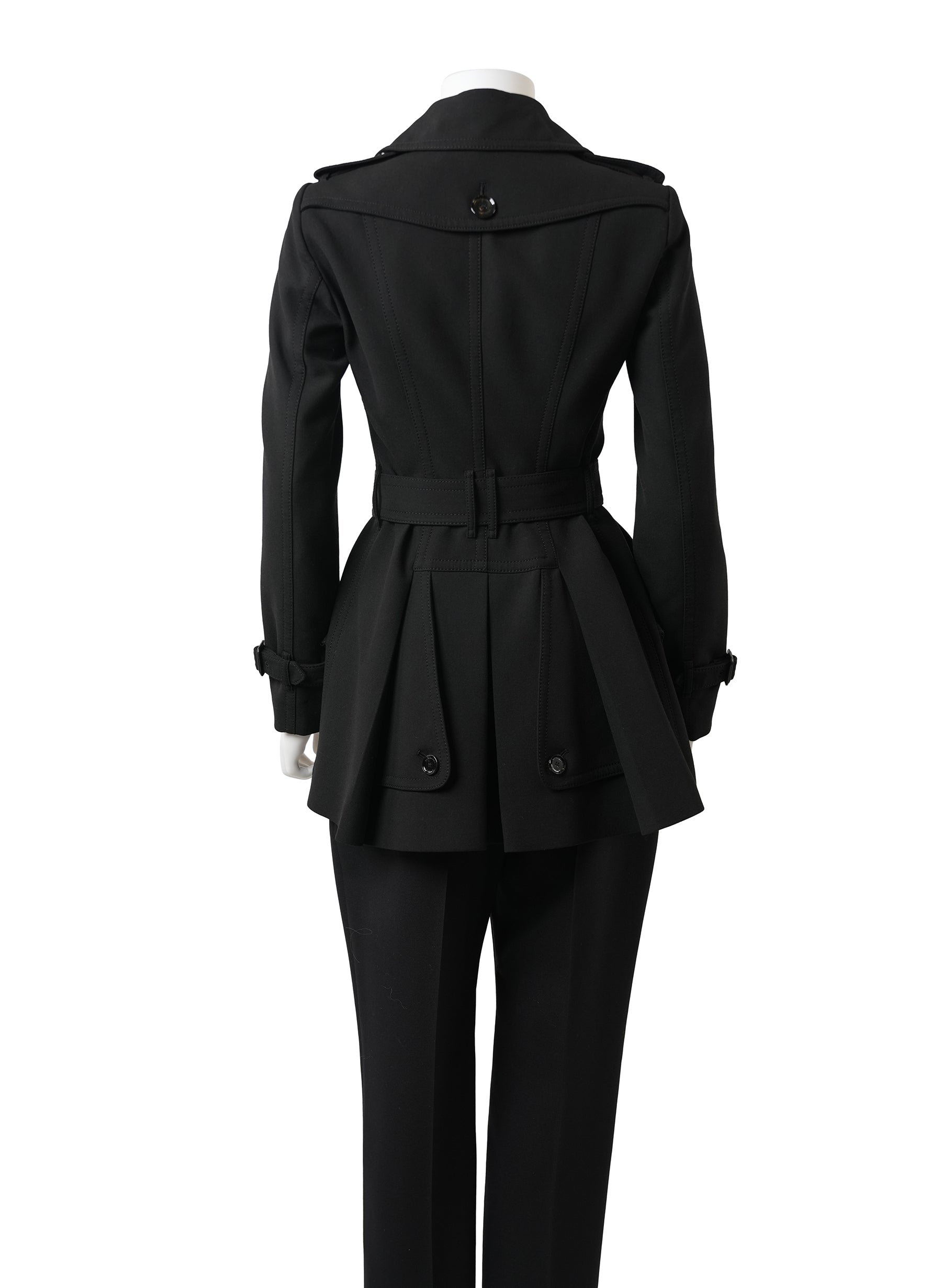 Burberry Black Wool Belted Coat