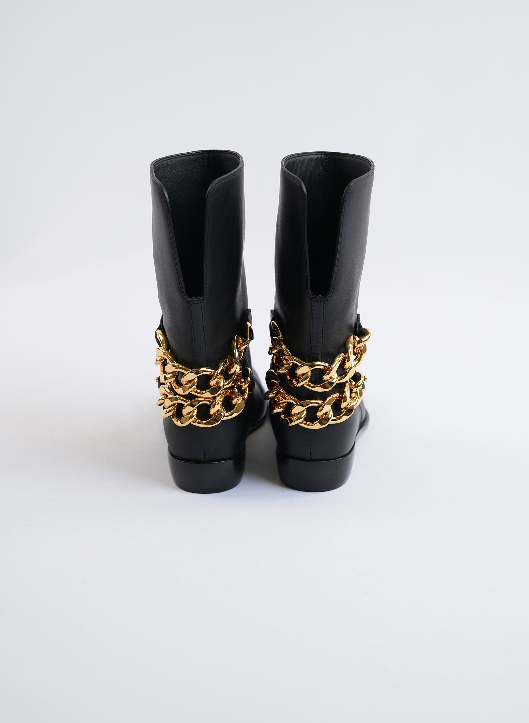 Giuseppe Zanotti Black Leather Chain Embellished Boots