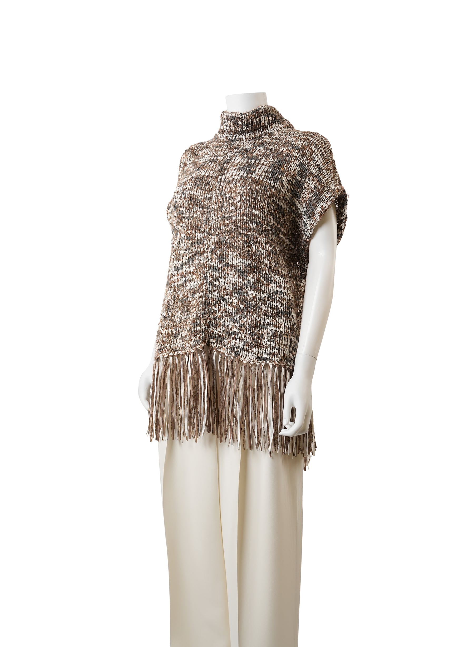 Brunello Cucinelli Marled Mohair Blend Fringe Sweater