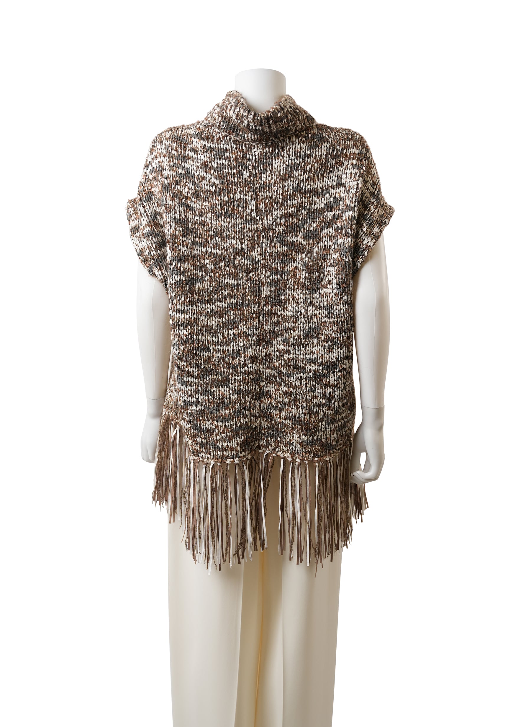 Brunello Cucinelli Marled Mohair Blend Fringe Sweater