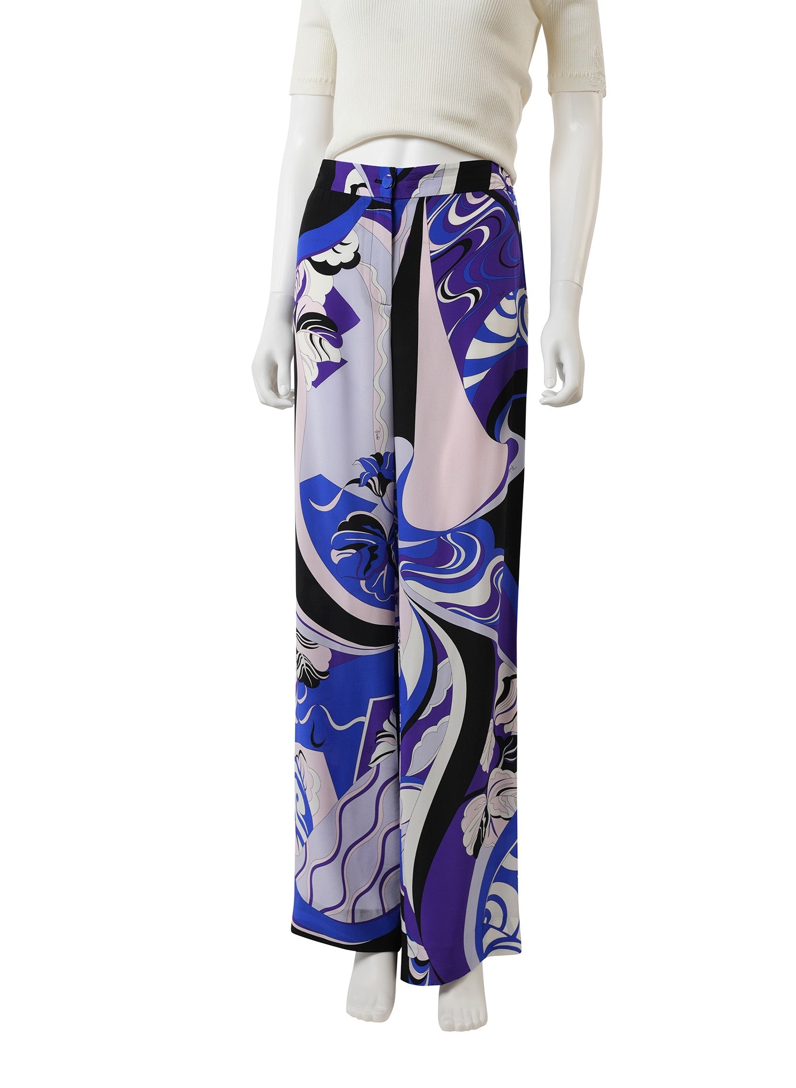 Emilio Pucci Printed Silk Crepe De Chine Wide-Leg Pants