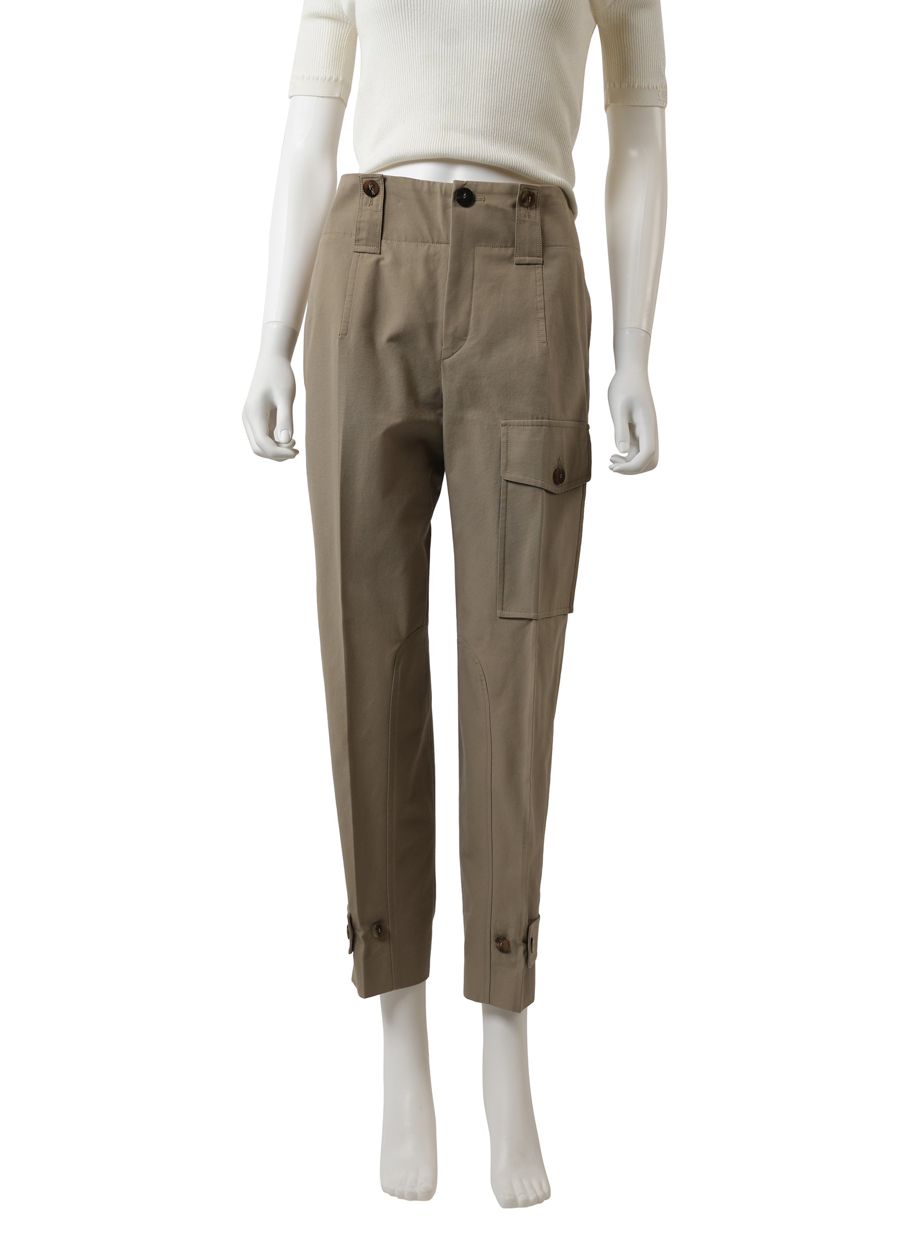 Chloe Khaki Canvas Cargo Trousers