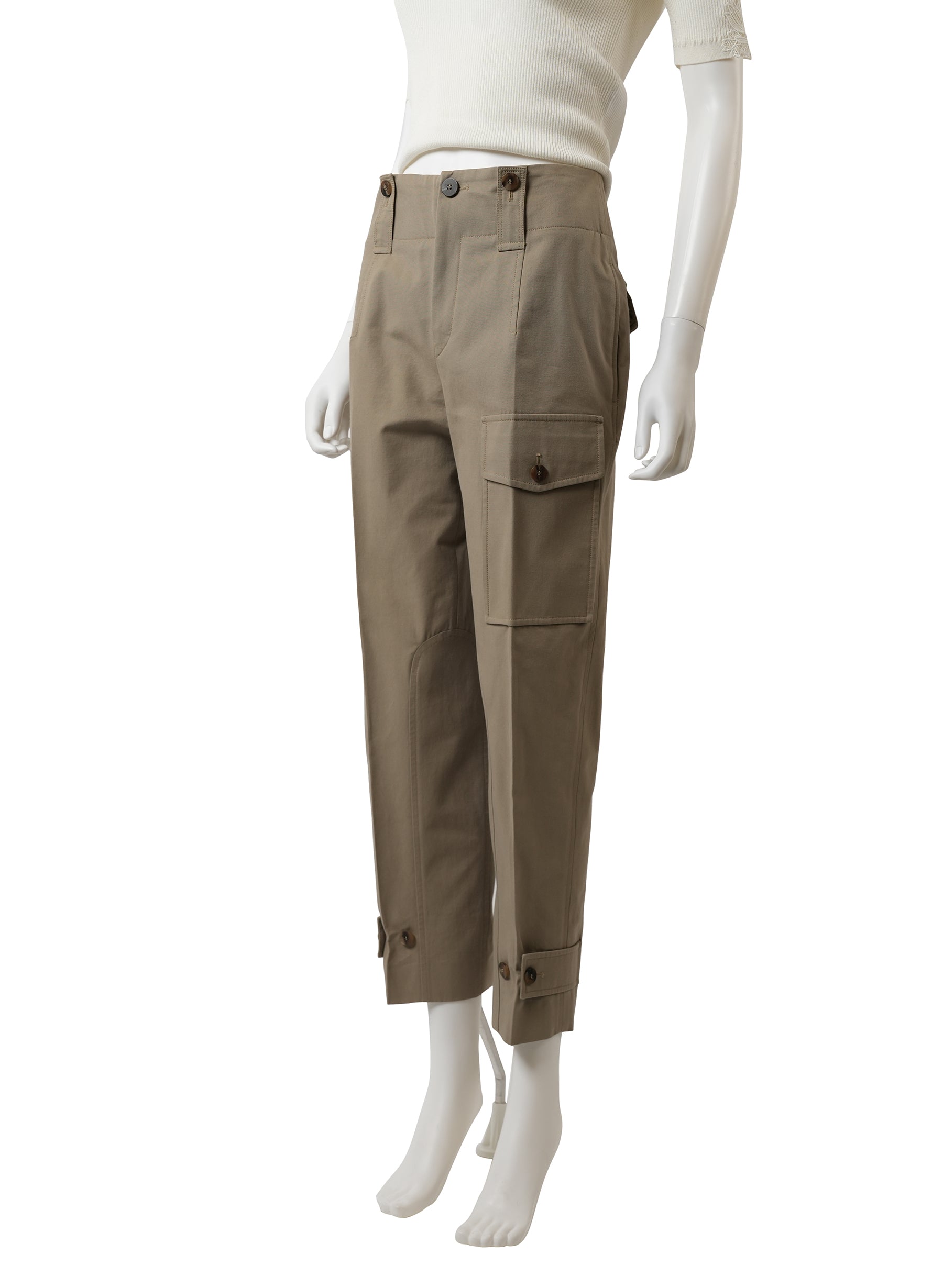 Chloe Khaki Canvas Cargo Trousers