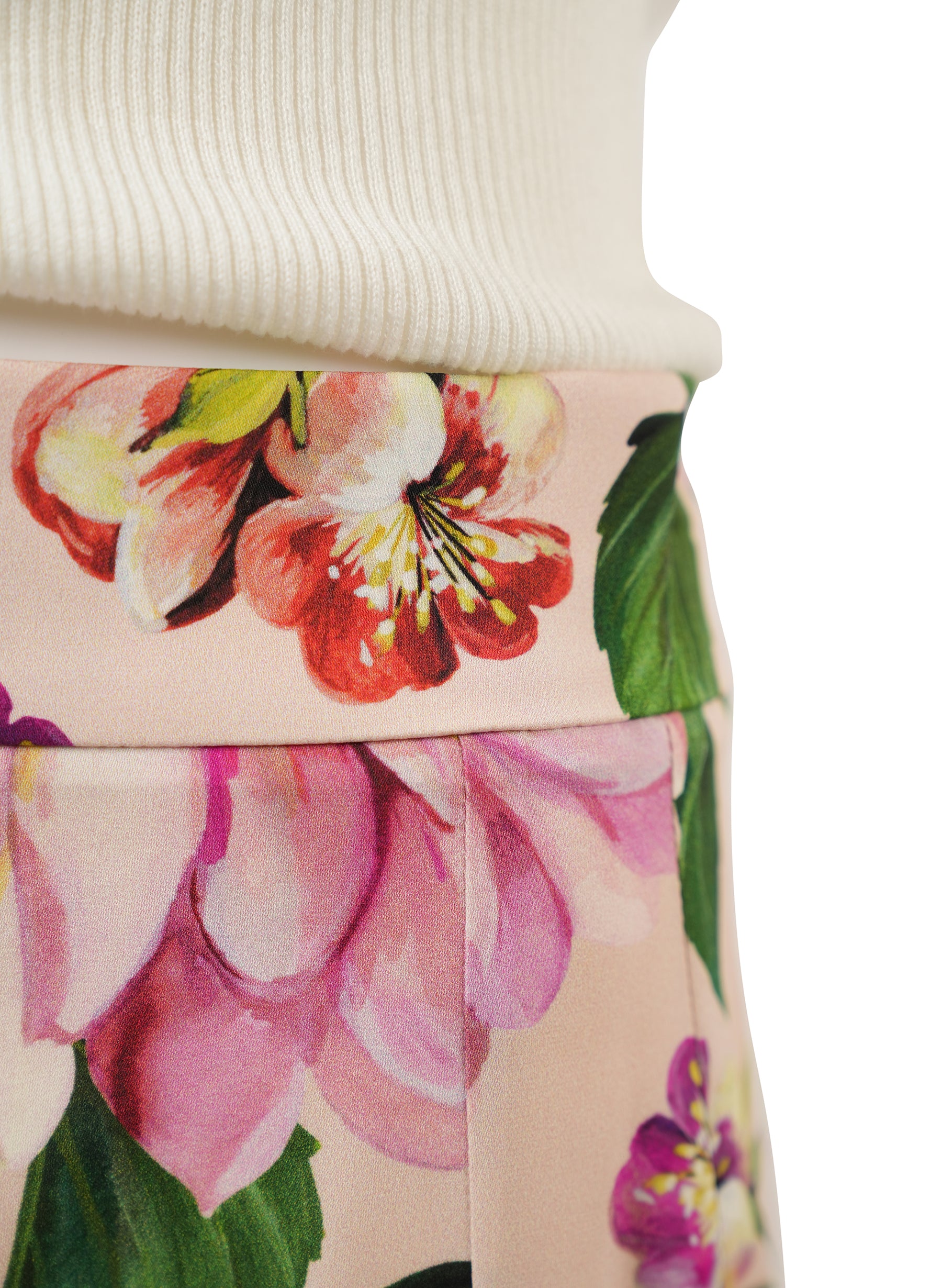 Dolce and Gabbana Pink and Multicolour Floral Silk Skirt