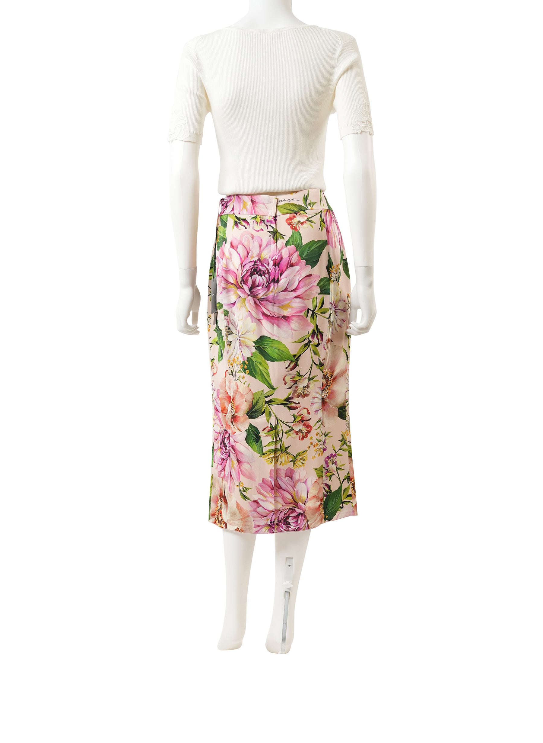 Dolce and Gabbana Pink and Multicolour Floral Silk Skirt