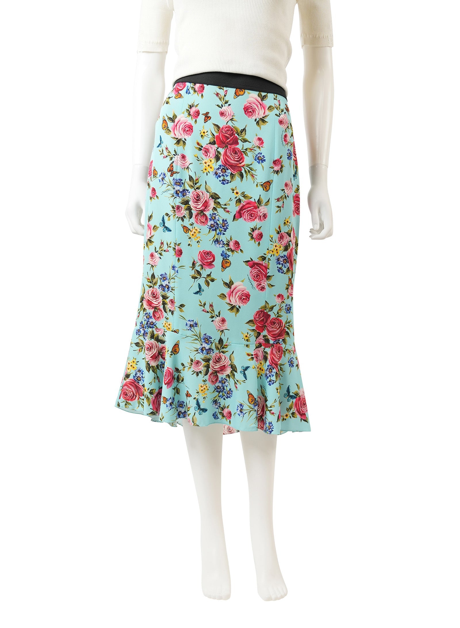 Dolce and Gabbana Silk Mid-Lenght Skirt