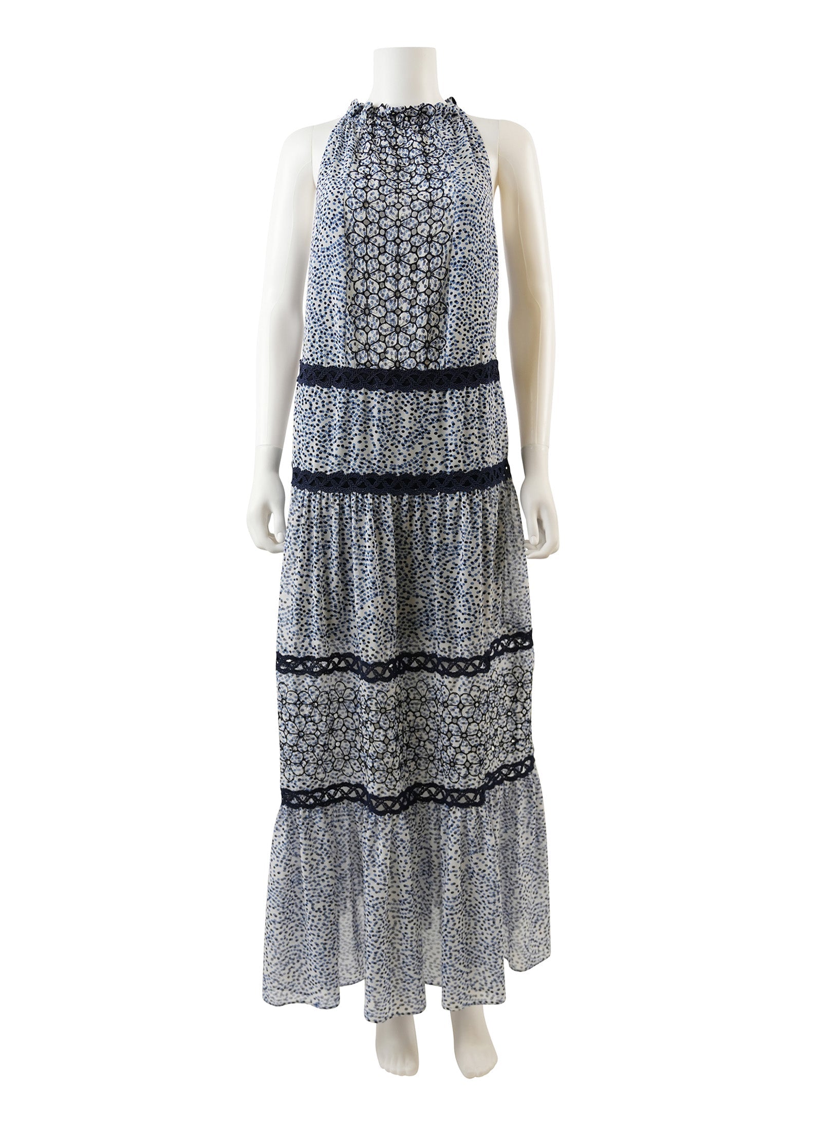 Alexis Bel Printed Crochet Maxi Dress