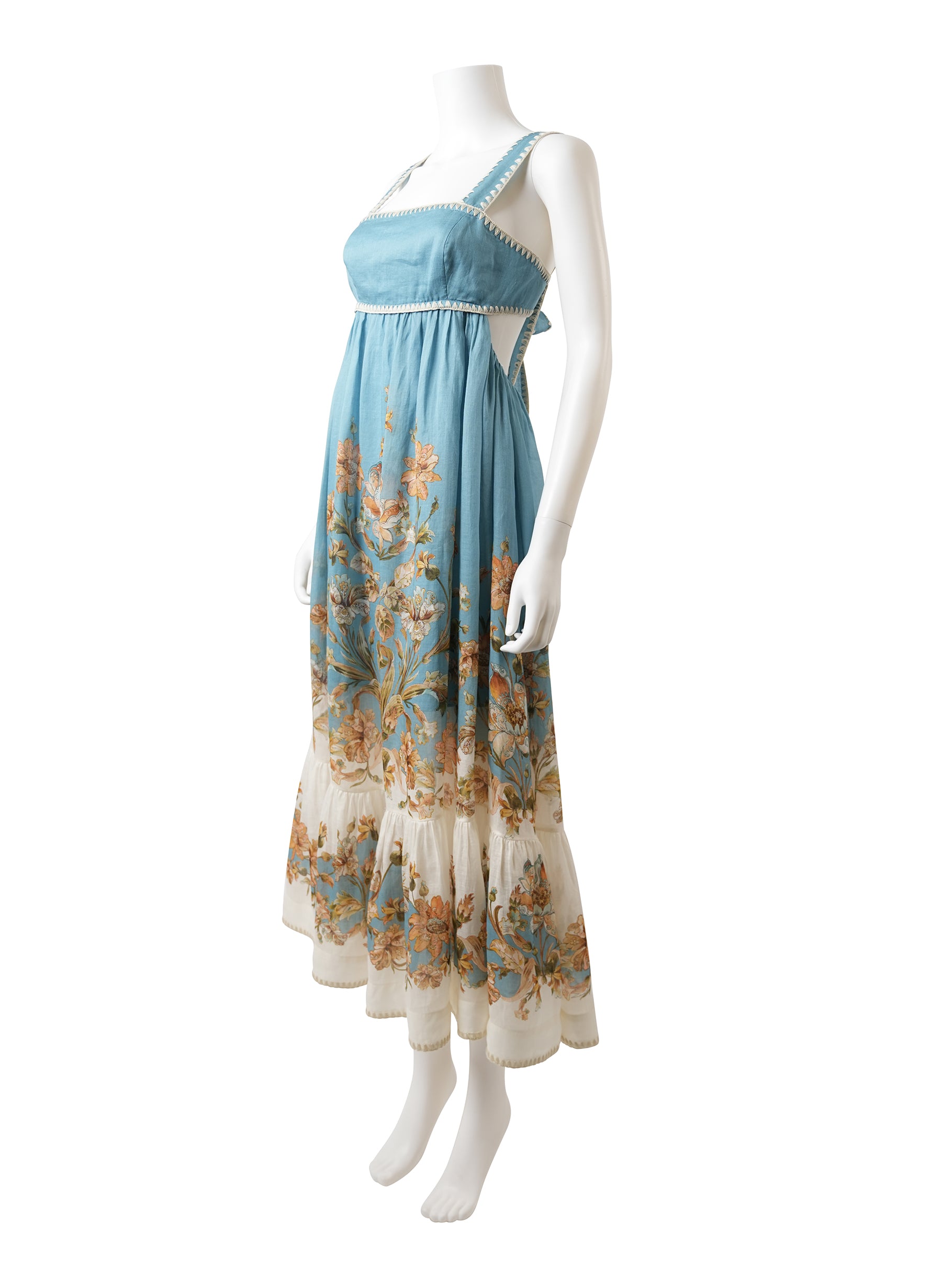 Zimmermann Chintz Floral Tiered Midi-Dress