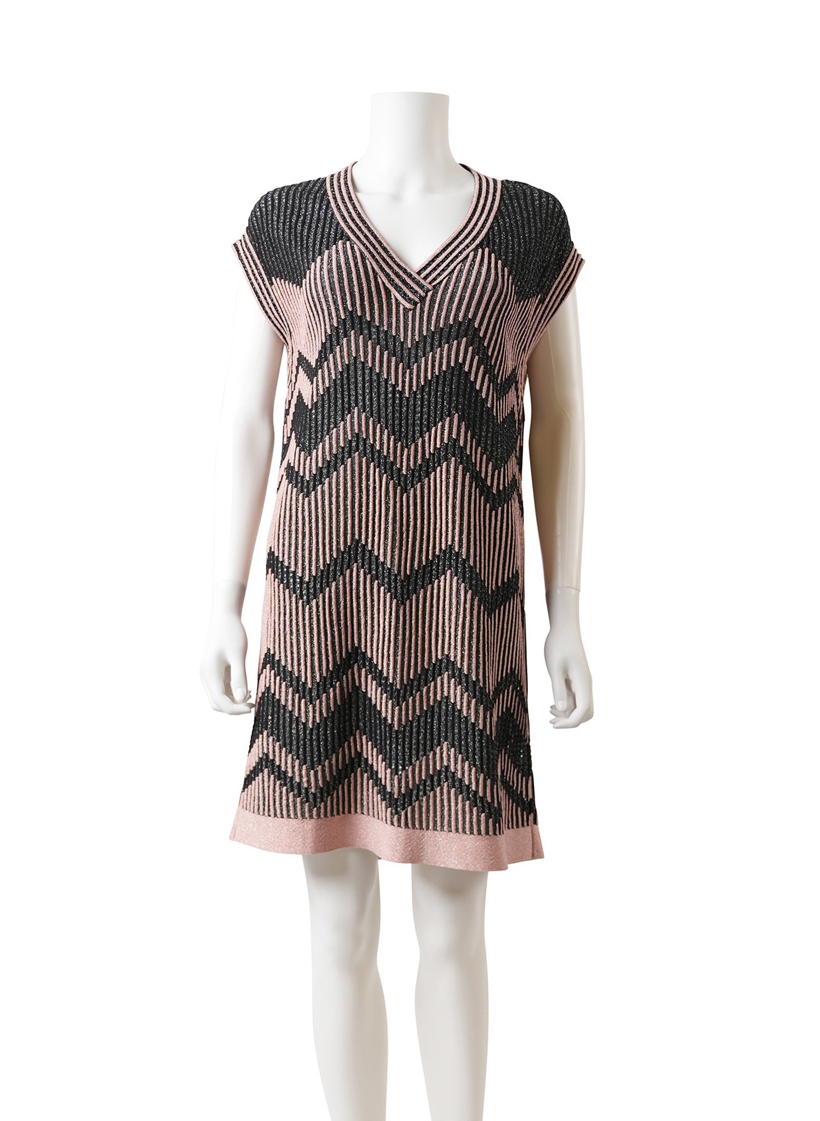 M Missoni Chevron Pattern Lurex Knit Mini Dress