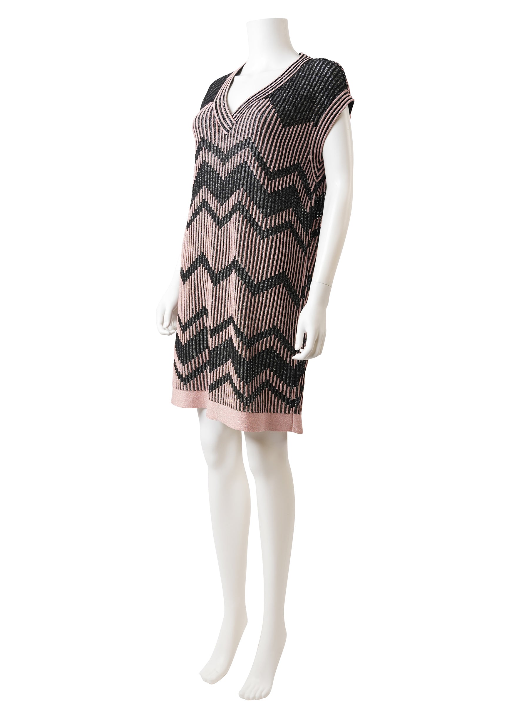 M Missoni Chevron Pattern Lurex Knit Mini Dress