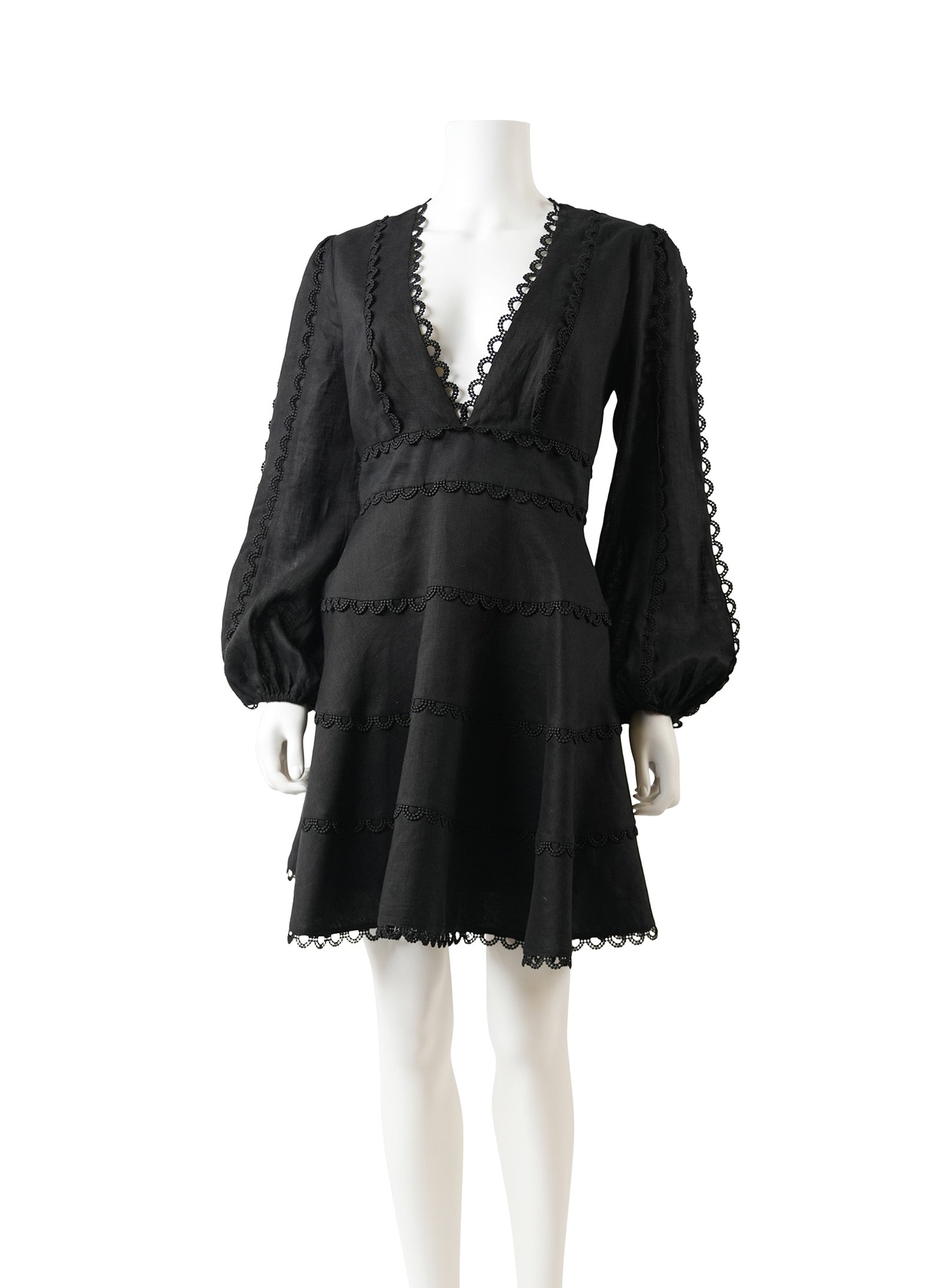 Zimmermann Black Noir Floral Heathers Linen Dress