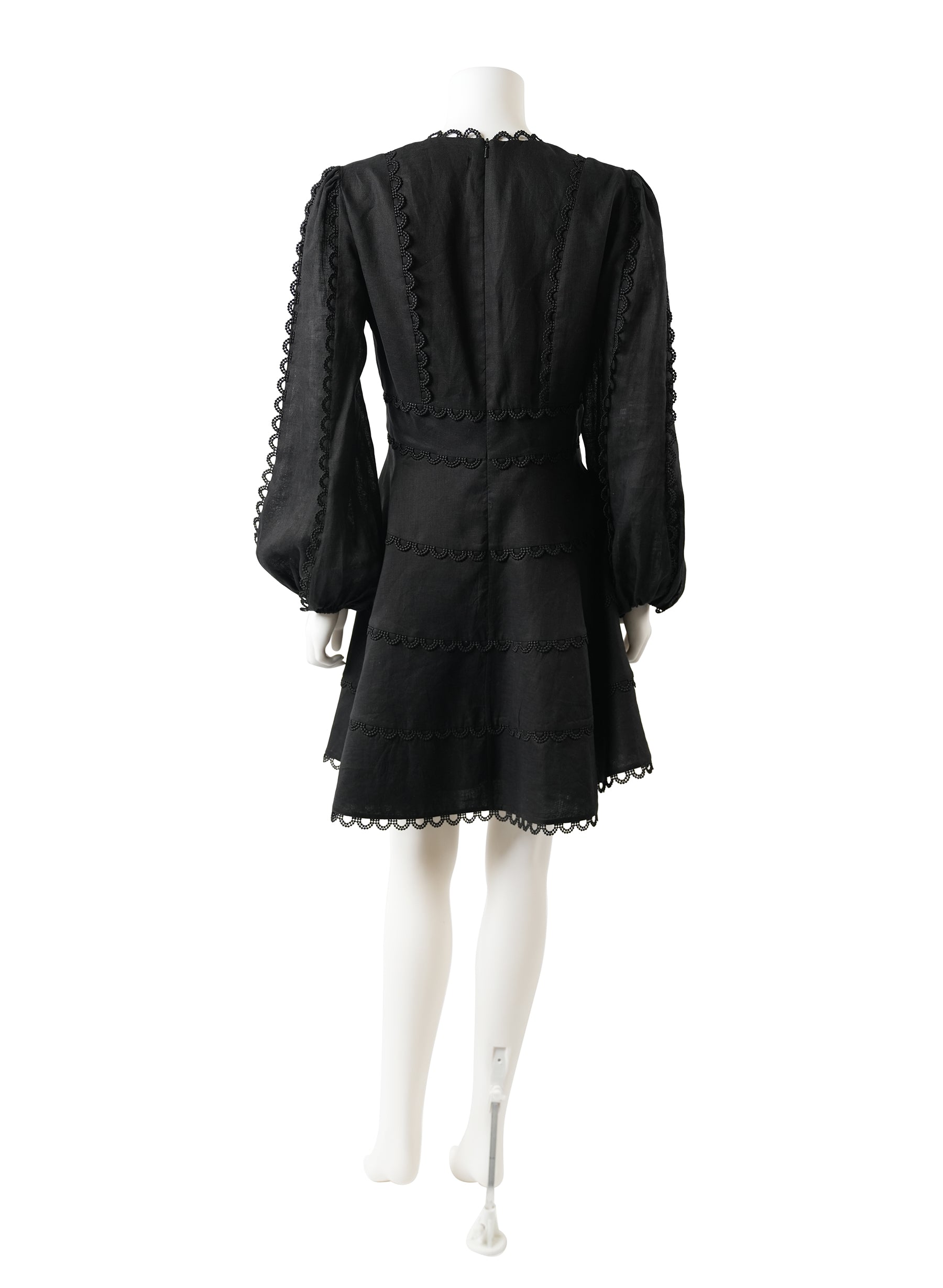 Zimmermann Black Noir Floral Heathers Linen Dress