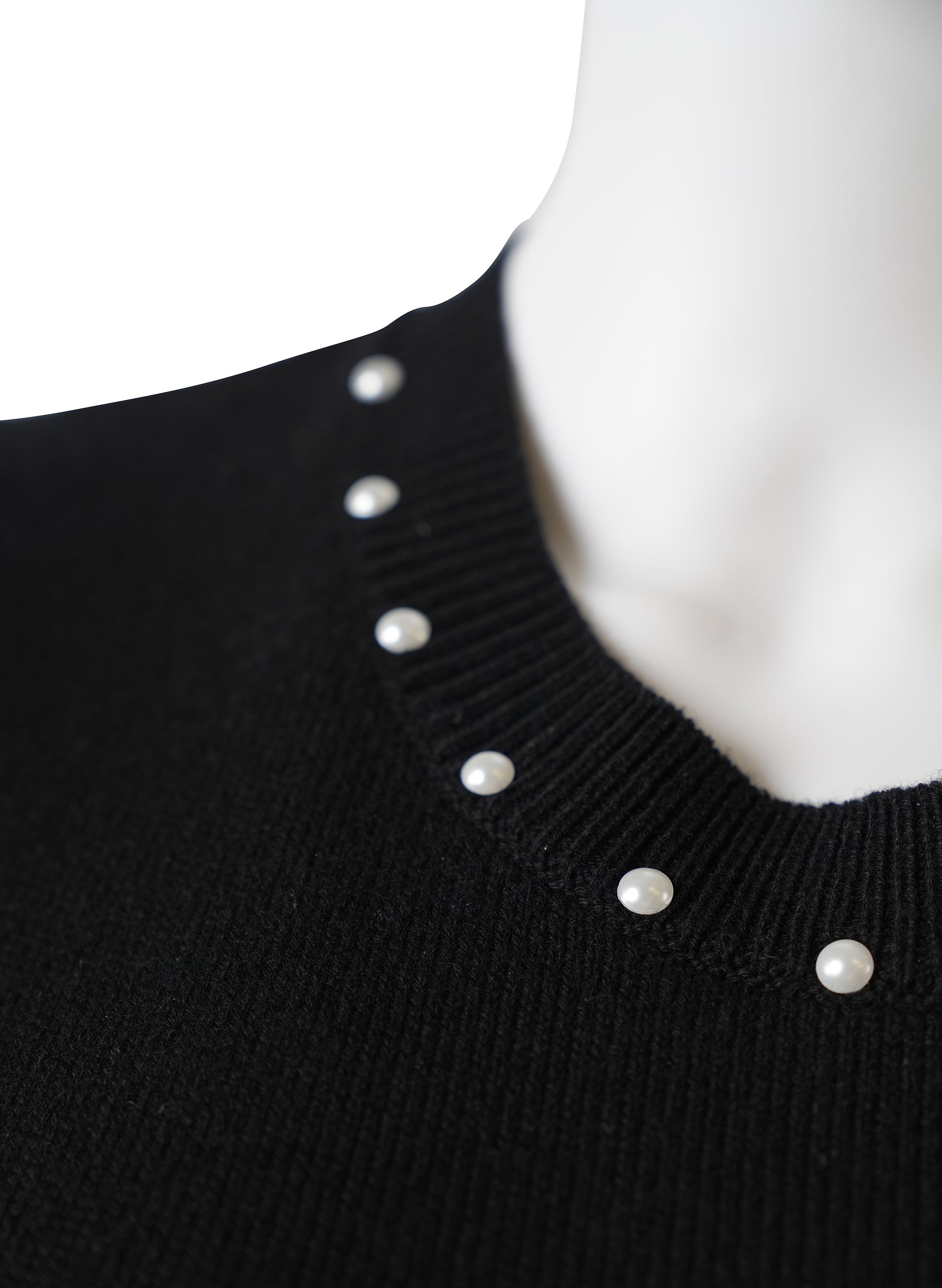 Chanel Cashmere Faux Pearl Trim Knit Dress